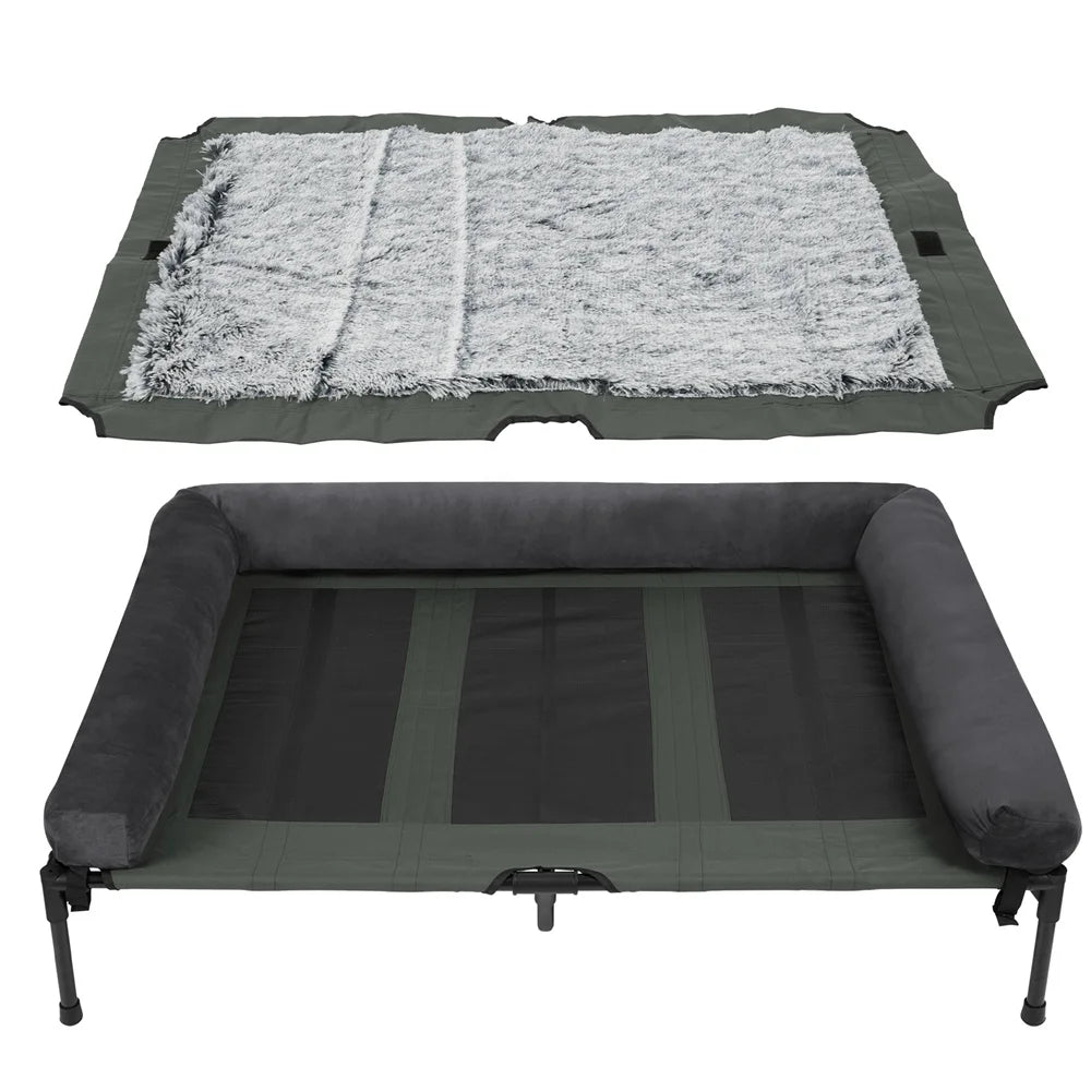 BORWART CN Outdoor Raised Dog Bed With Cooling Breathable Soft Plush Mat
