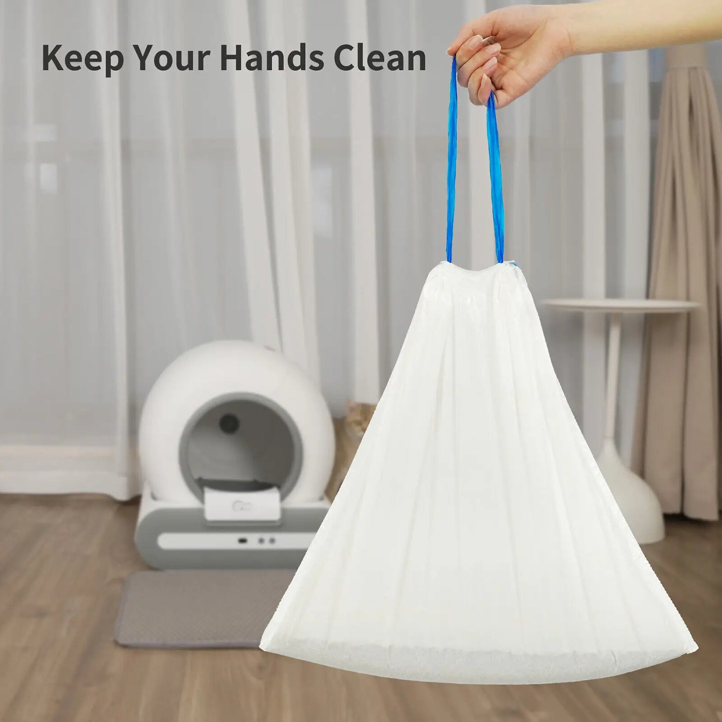 DOEL Drawstring Cat Litter Box Liners for Self Cleaning