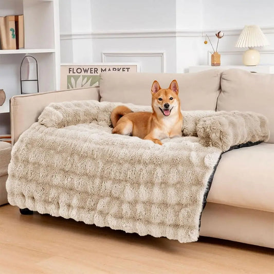 Plush Calming Dog Couch Bed Washable Protector For Pets