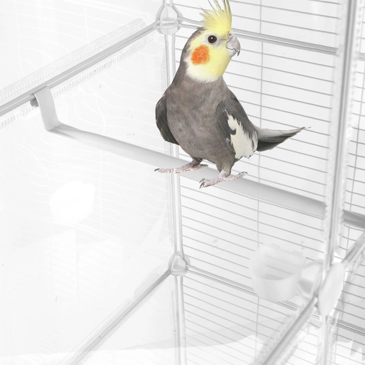 Multilevel Parrot Bird Cage With Rolling Stand And Removable Tray