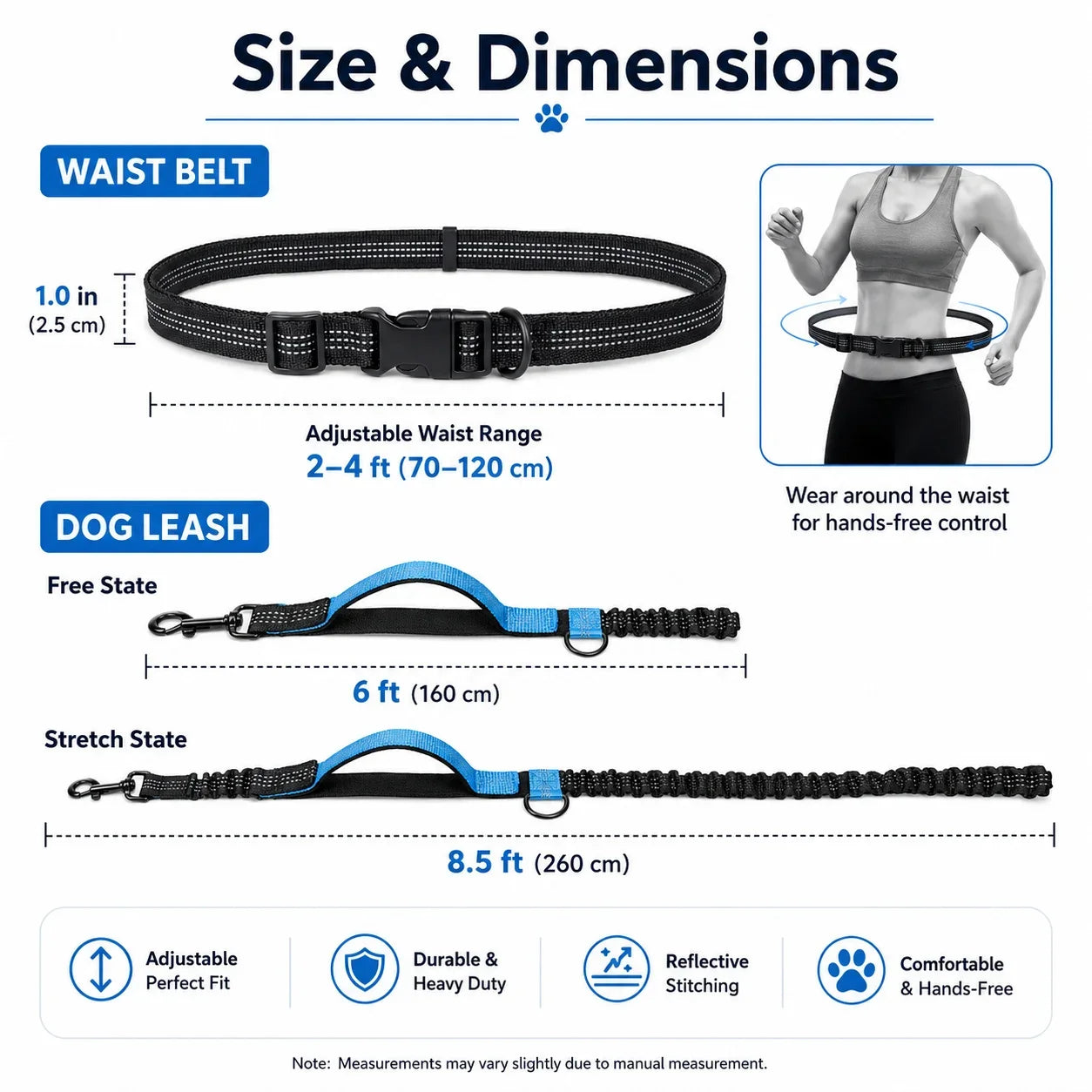 Pet Retractable Belt Leash Reflective Hands Free Dog Leash Running