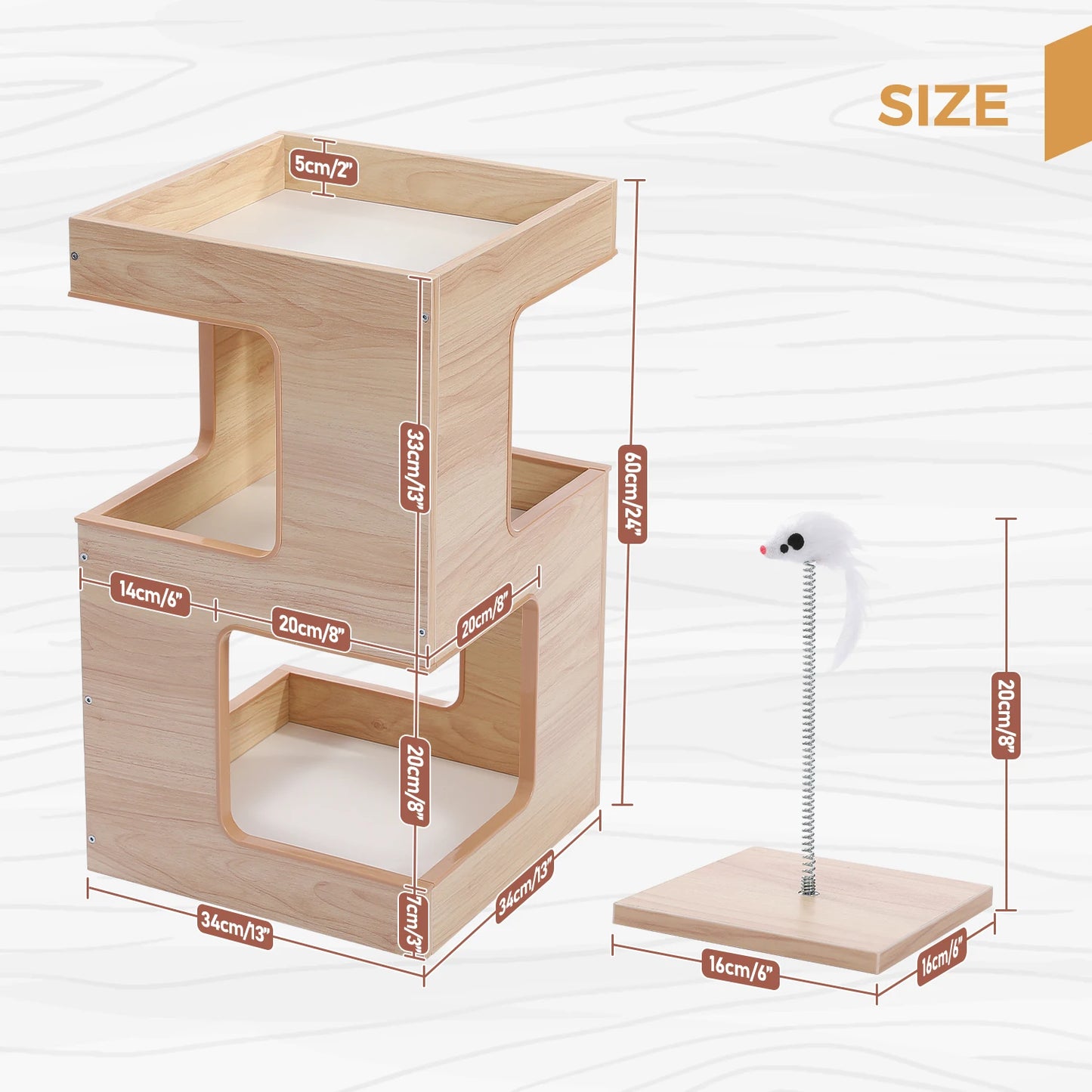 PAWZ Road Wood Cat Condo House With Scratching Pads