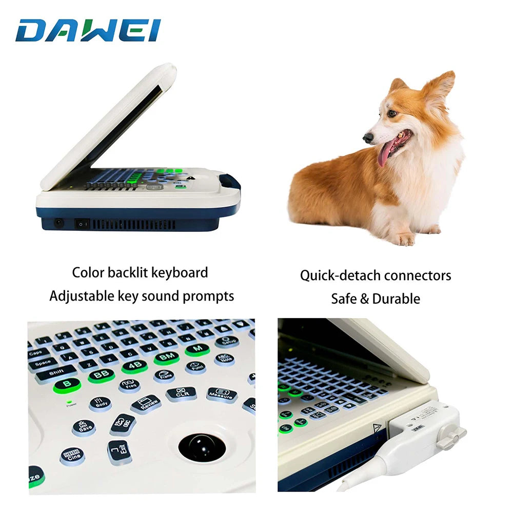 DAWEI Portable Veterinary Ultrasound Scanner With 3.5MHz Convex Probe