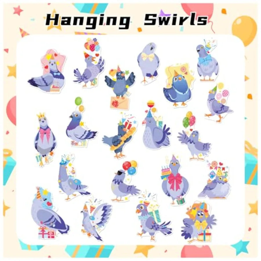 Pigeon Hanging Decorations Ceiling Swirls for Bird Birthday Party Supplies