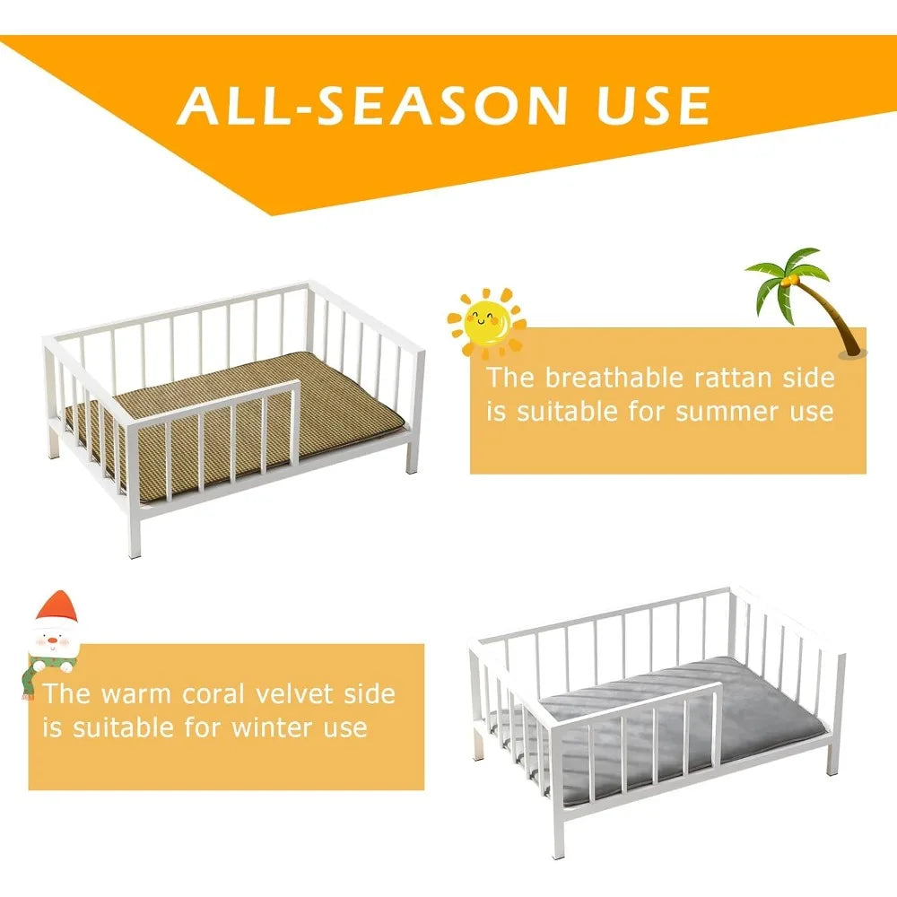 Elevated Dog Bed With Rails Metal Frame And Solid Wood