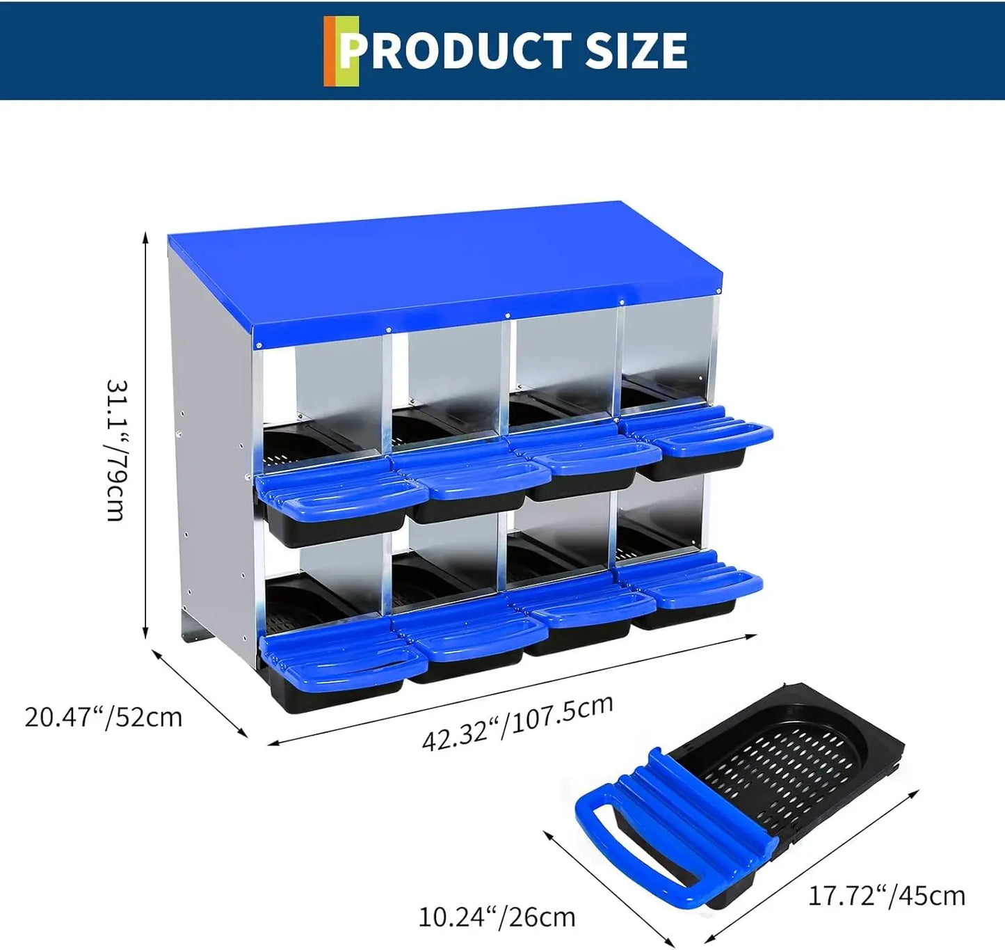 TWISTER.CK Chicken Nesting Box Roll Away Design With Metal Legs