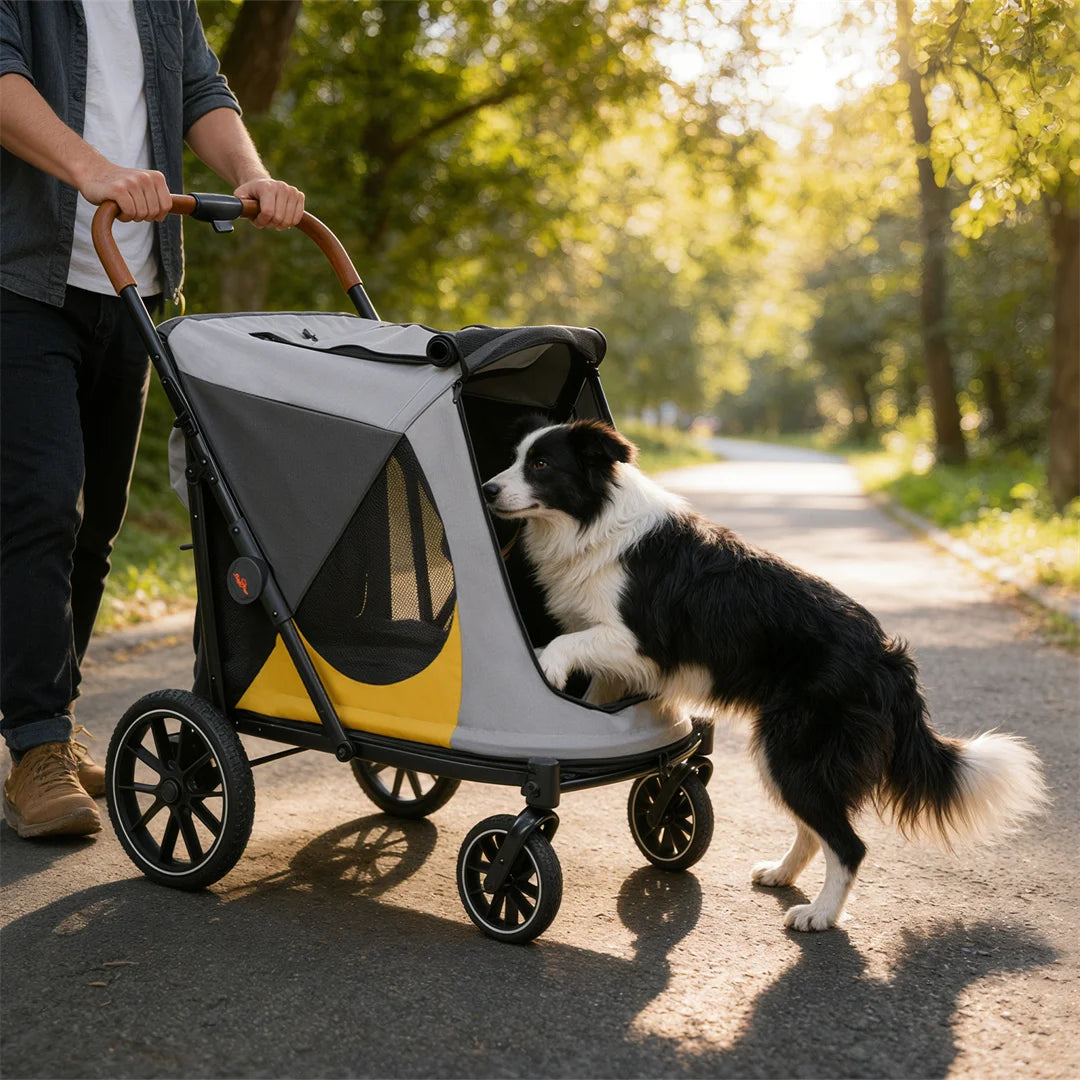 Portable Dog Stroller For Large Dogs With One Click Folding