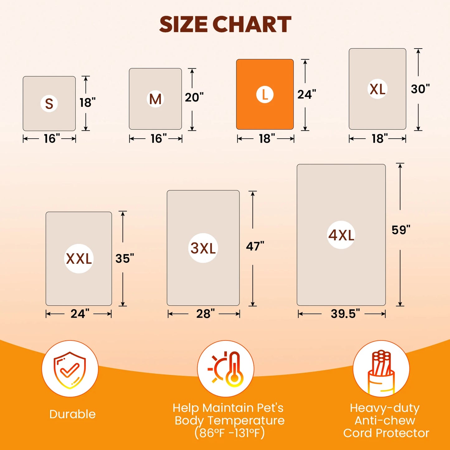 NONECN Large Dog Cat Heating Pad With Timer Memory Foam