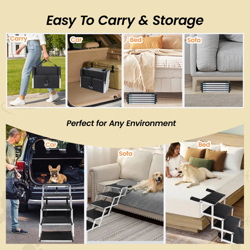LISM Foldable Non-Slip Dog Ramp for Cars SUVs and Trucks
