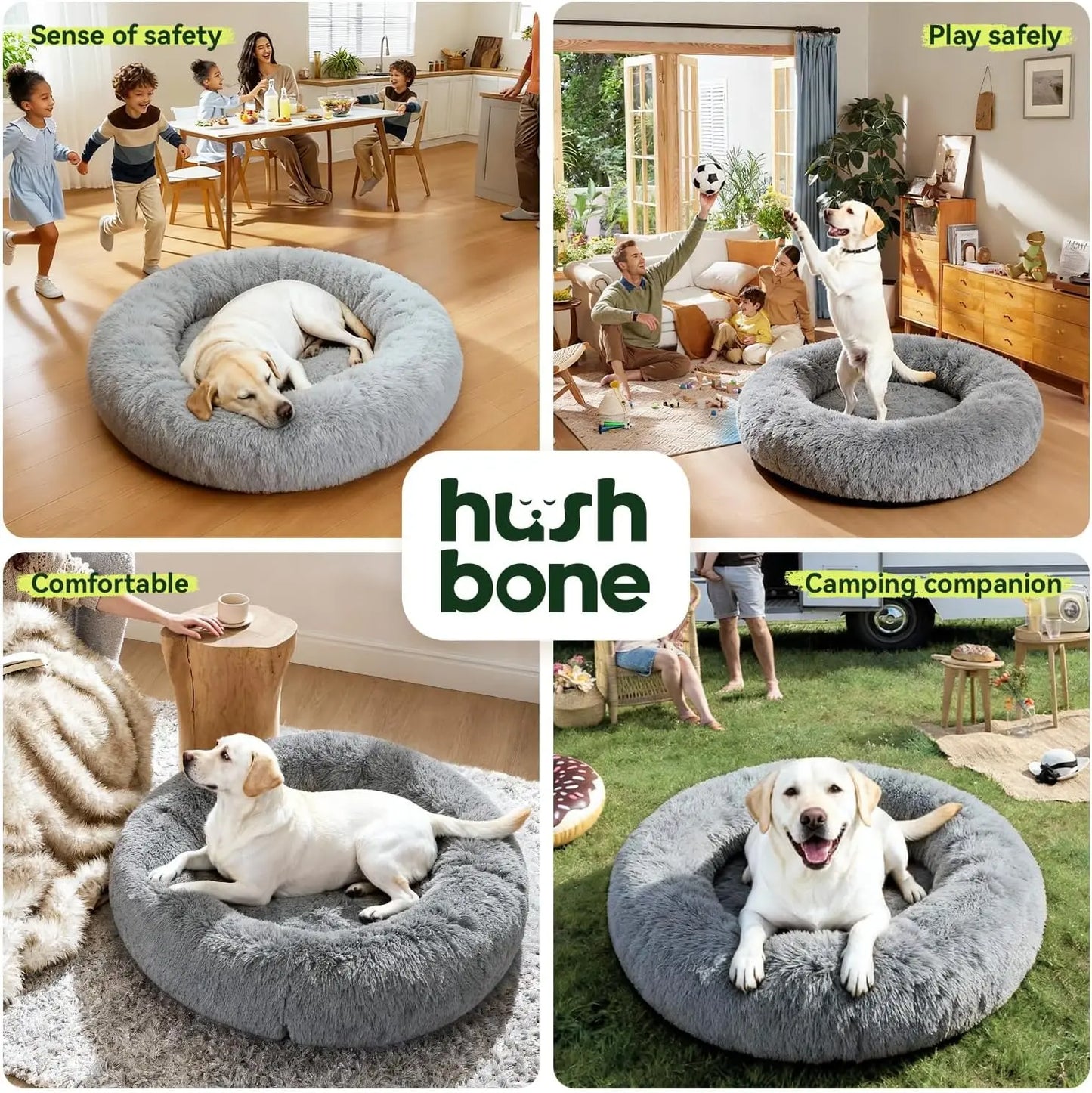 Orthopaedic Round Dog Bed With Removable Cover Calming Foam