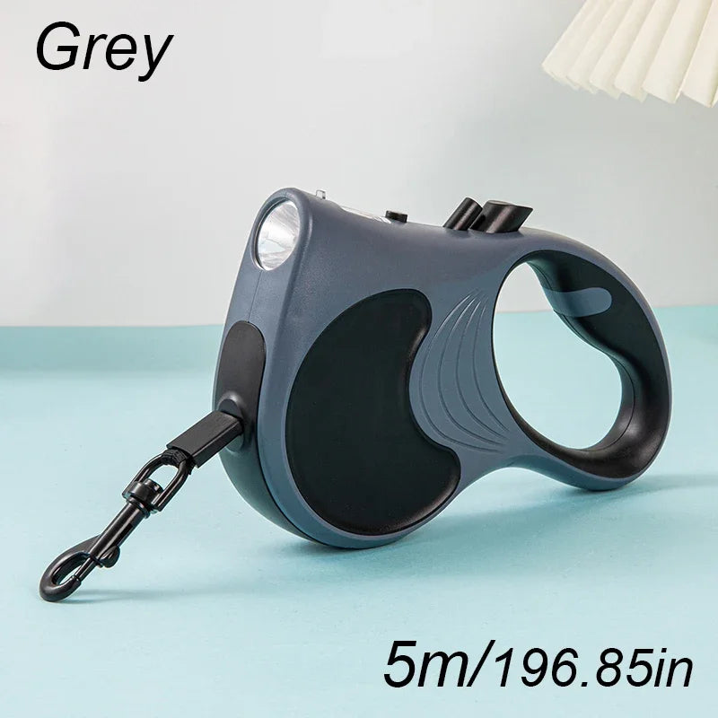 Retractable 5m Dog Leash With Lights For All Pets Durable