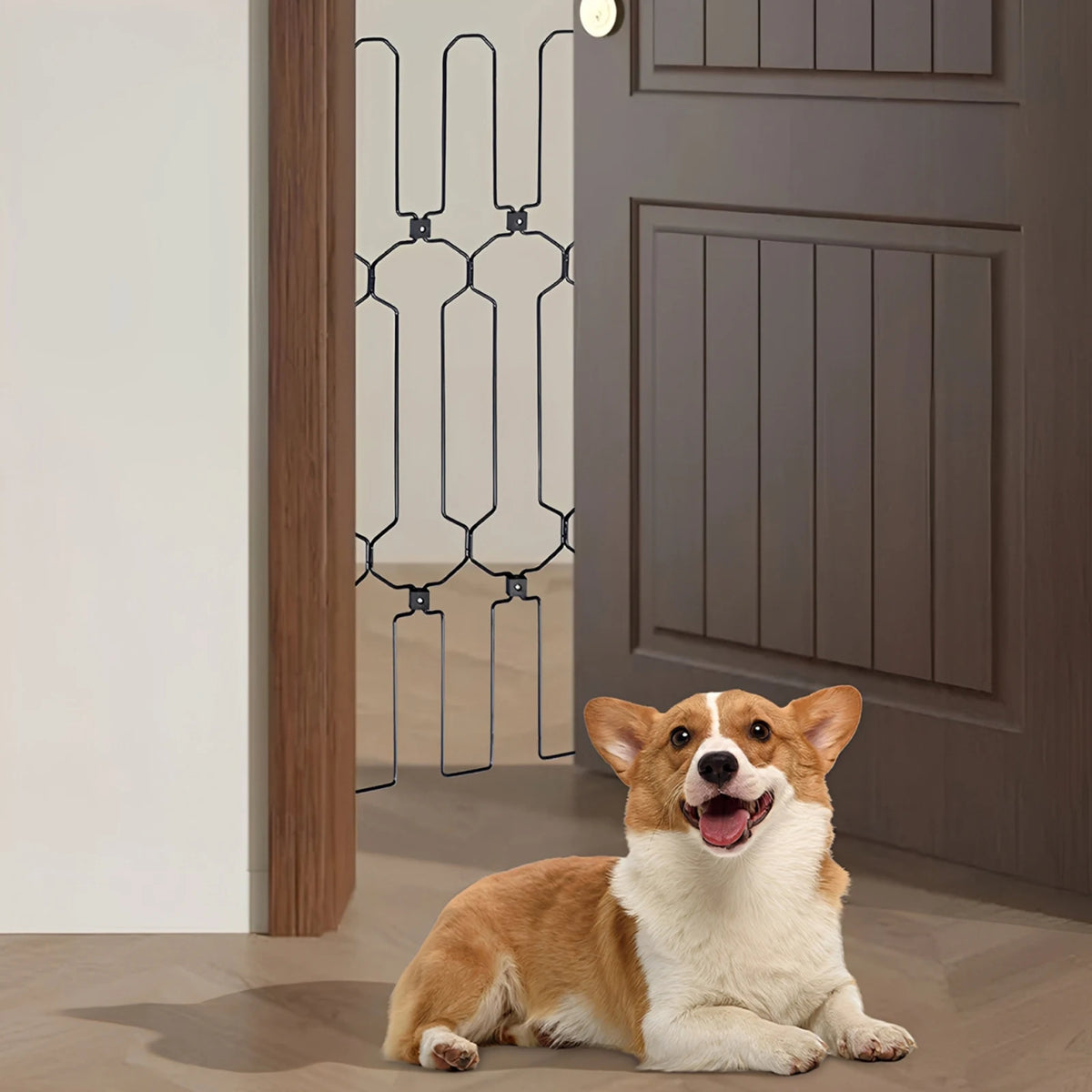 Bymaocar Metal Retractable Pet Gate Secure Doorway Barrier