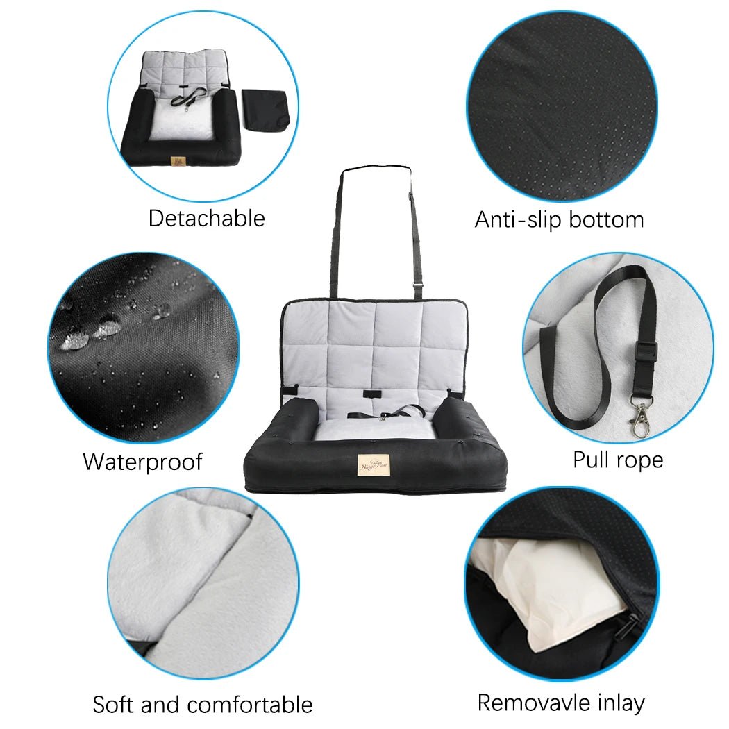 BINGOPAW Car Seat Dog Bed Waterproof Cushion With Removable Cover