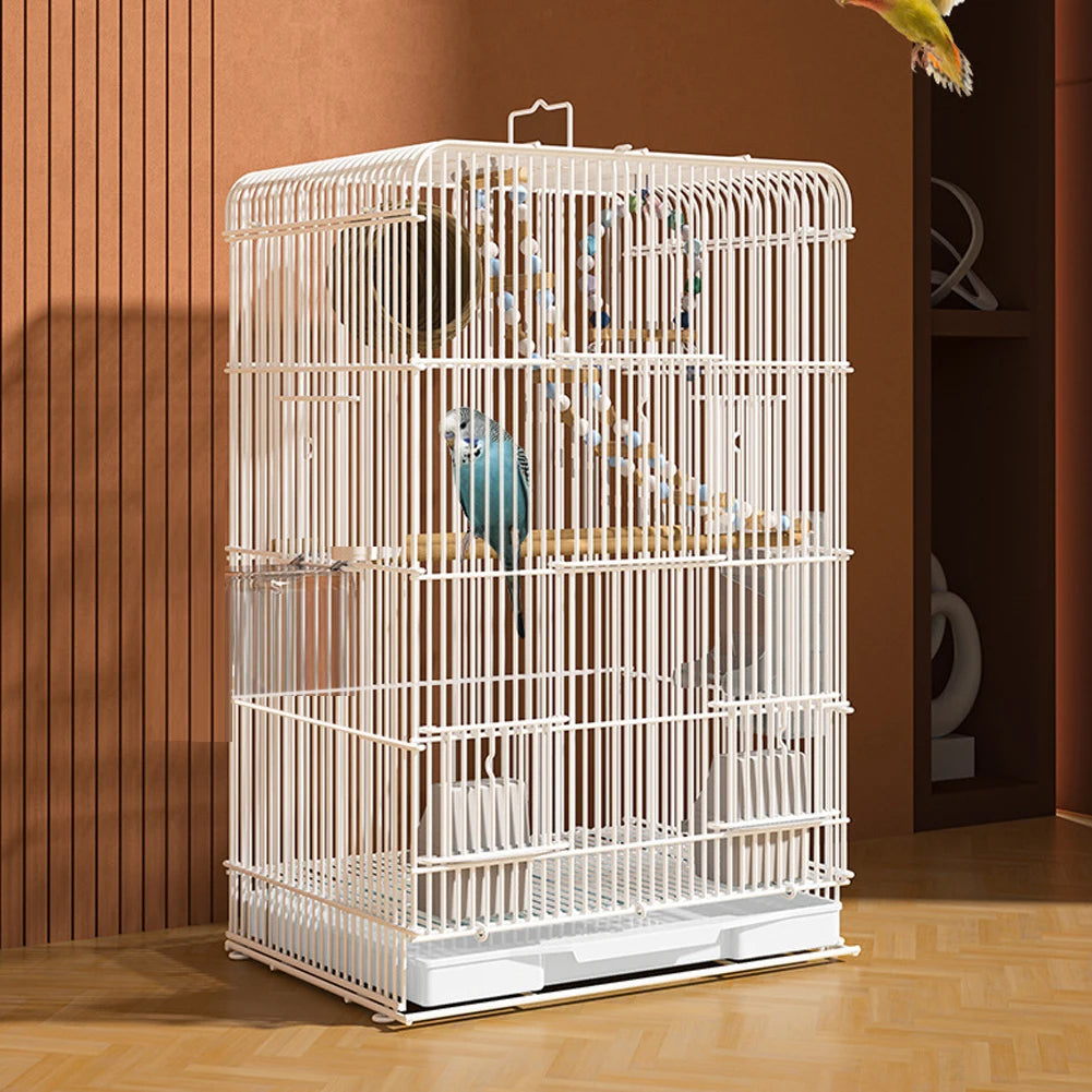 Wrought Iron Bird Cage Portable Parrot Cage With Removable Tray