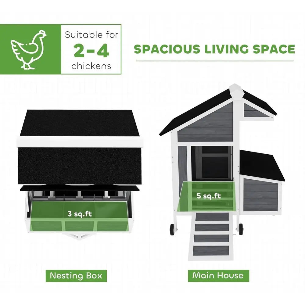 Portable Chicken Coop For 2 To 4 Hens With Nesting Box, Windows, And Perches