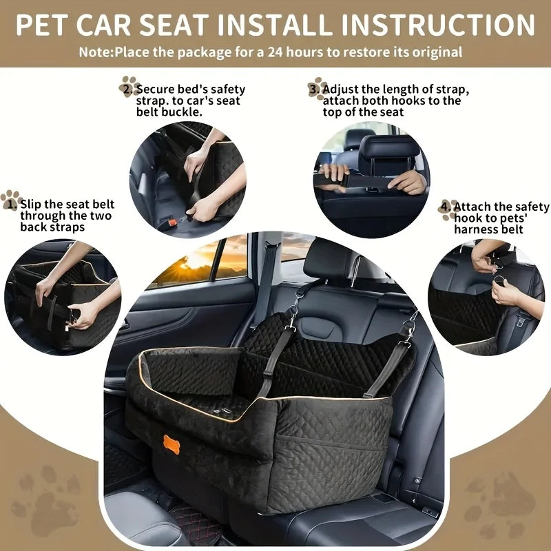 Memory Foam Dog Car Seat Booster Cushion With Thick Washable Padding