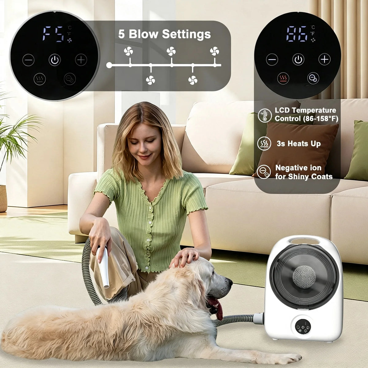 Professional 5In1 Pet Grooming Vacuum Trimmer Tool Set