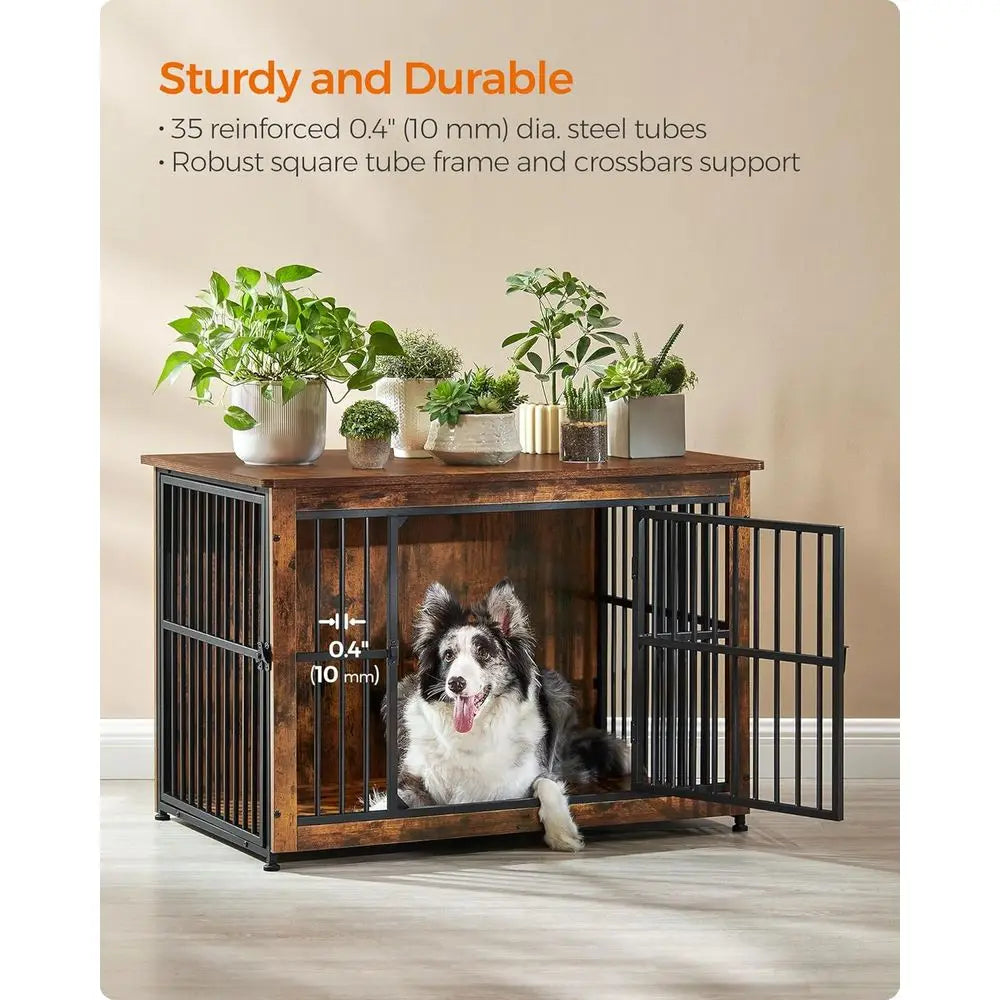 Heavy Duty Wooden Dog Crate End Table For Pets Indoors