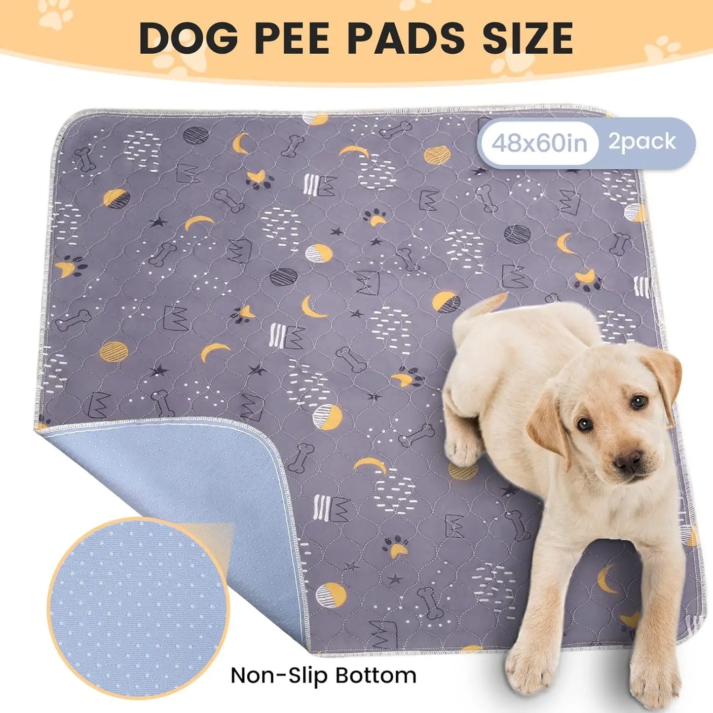 Reusable Washable Dog Pee Pads 2 Pack Waterproof Mats