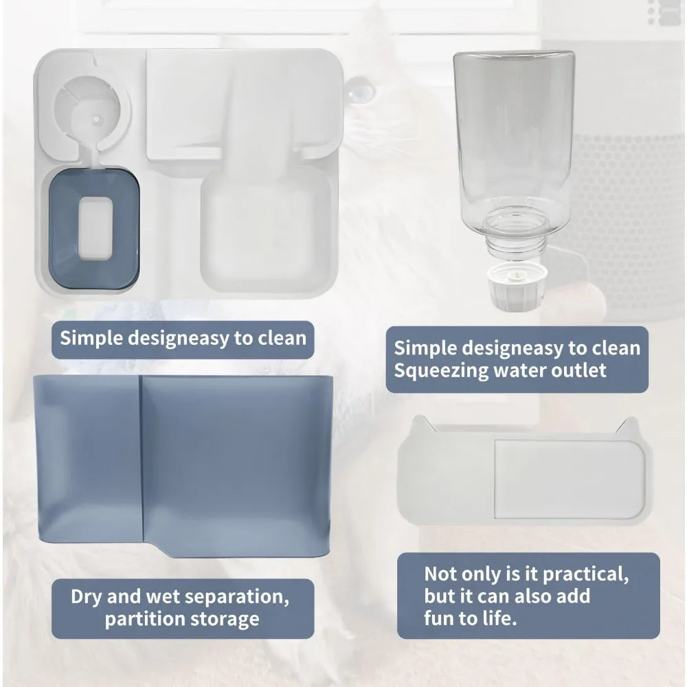 Automatic Dual-Function Pet Bowl With Enclosed Water And Grain Storage