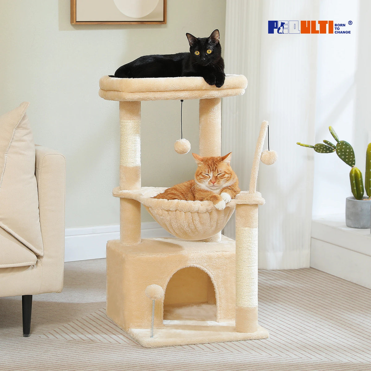 PAWZ Road Indoor Cat Tree With Sisal Post And Hammock