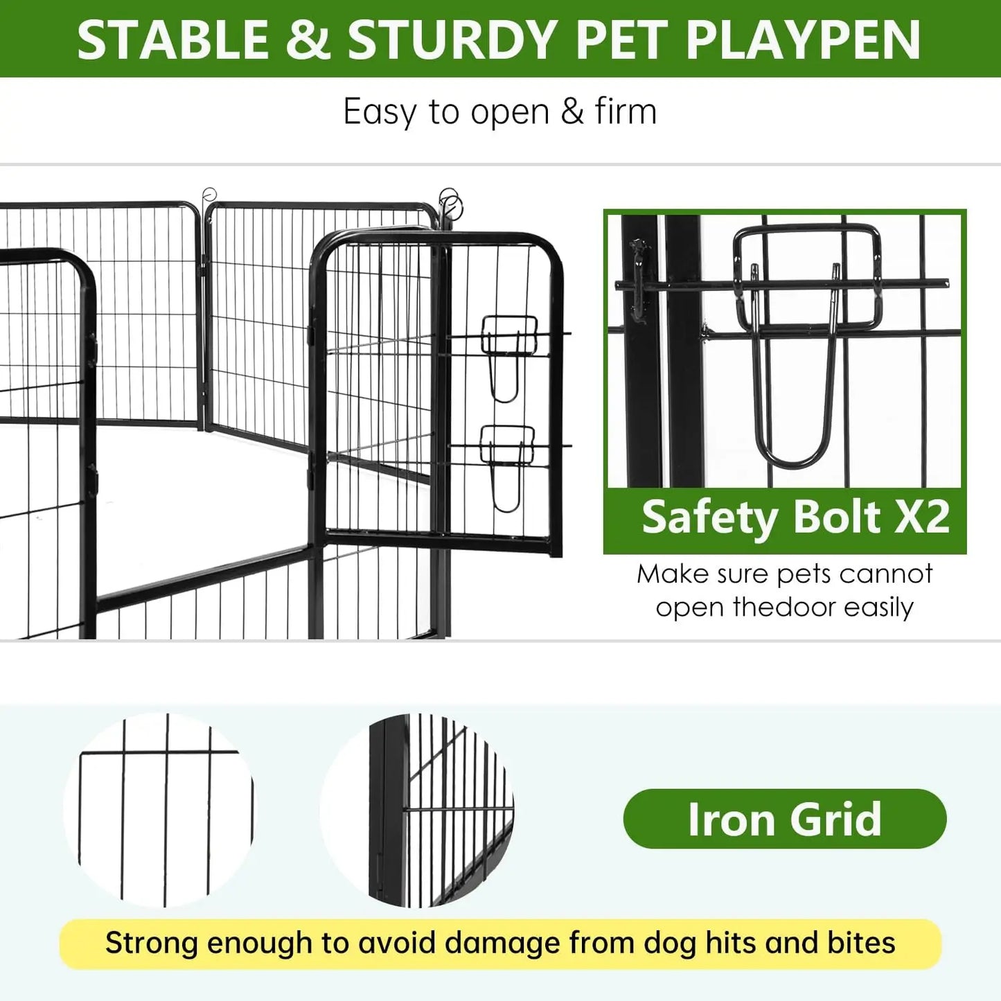 Dog Playpen Heavy Duty Metal Exercise Pen Indoor Outdoor Fence