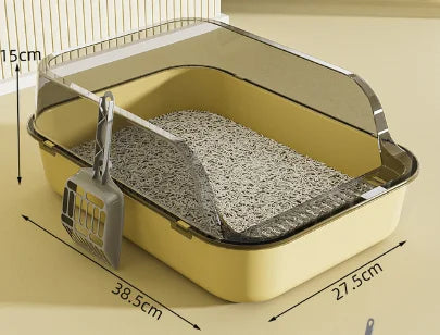 Semi-Enclosed Cat Litter Box Splashproof Kitten Toilet Tray Indoor Use