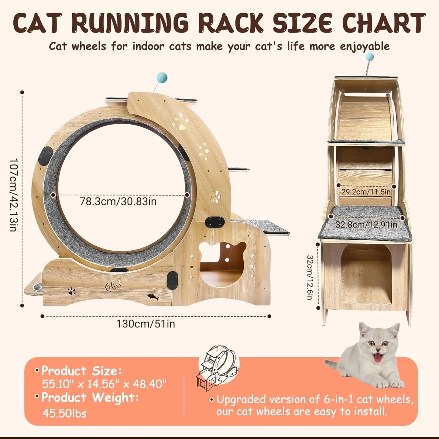 Cat Wheel Six in One Indoor Exercise and Scratching Station