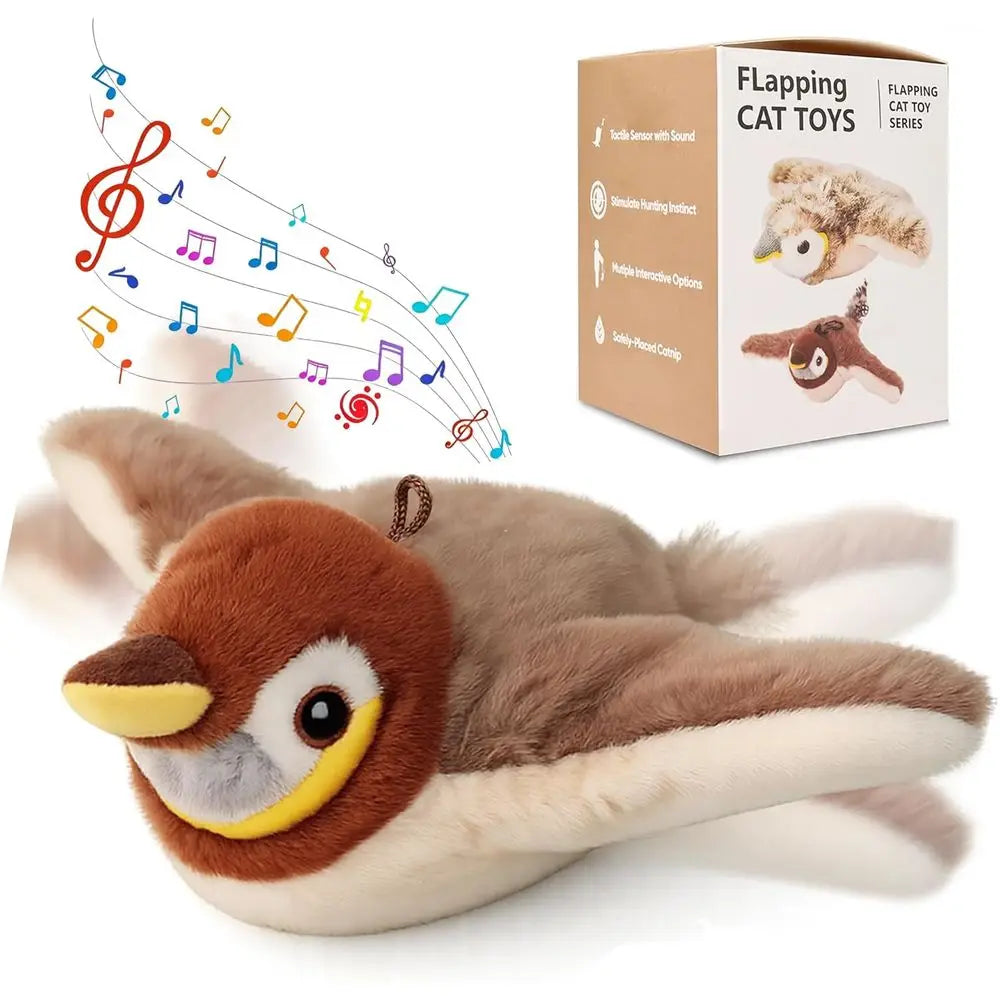Interactive Chirping Bird Cat Toy With Lapping Wings