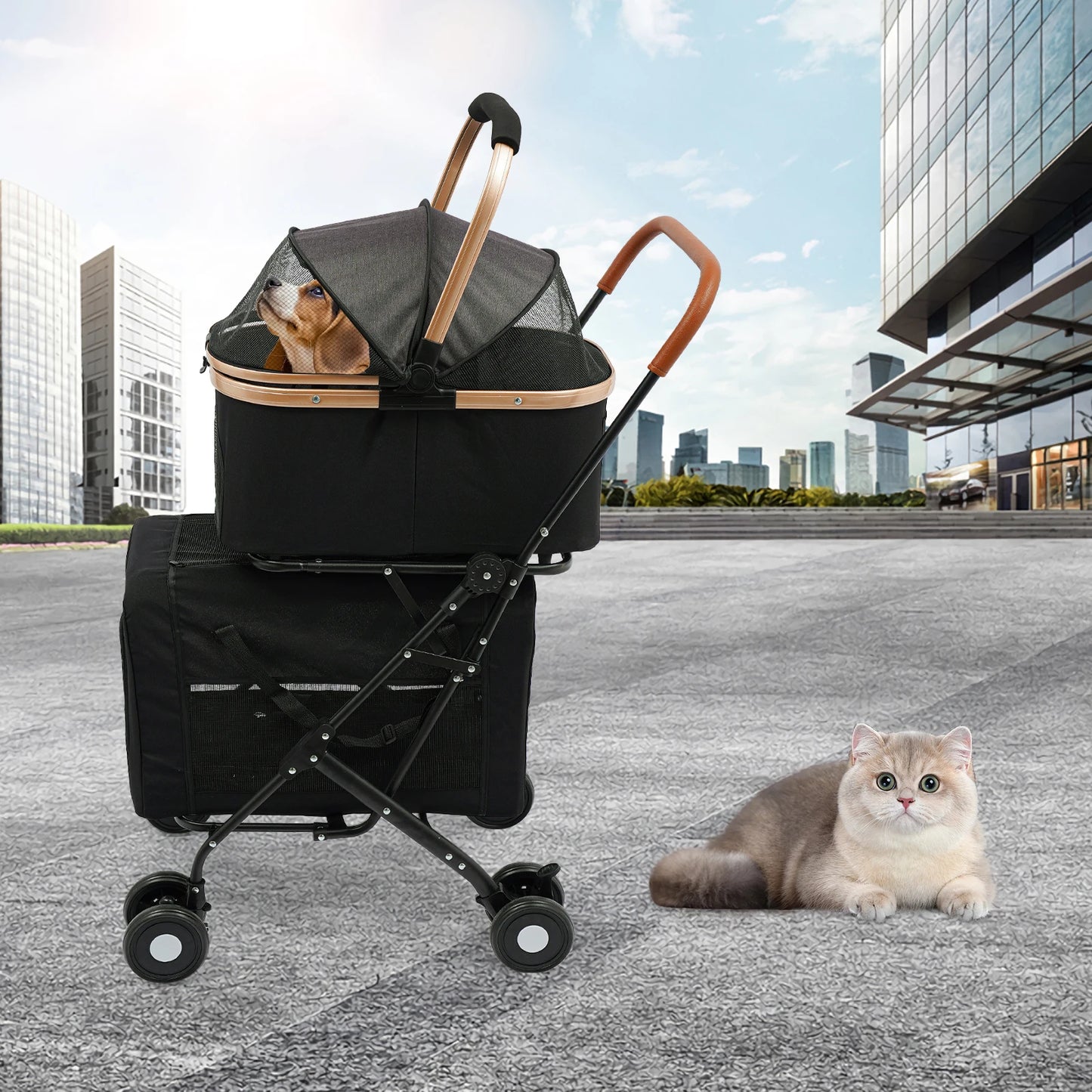 Multifunctional Pet Stroller With Carriers For Small And Medium Dogs