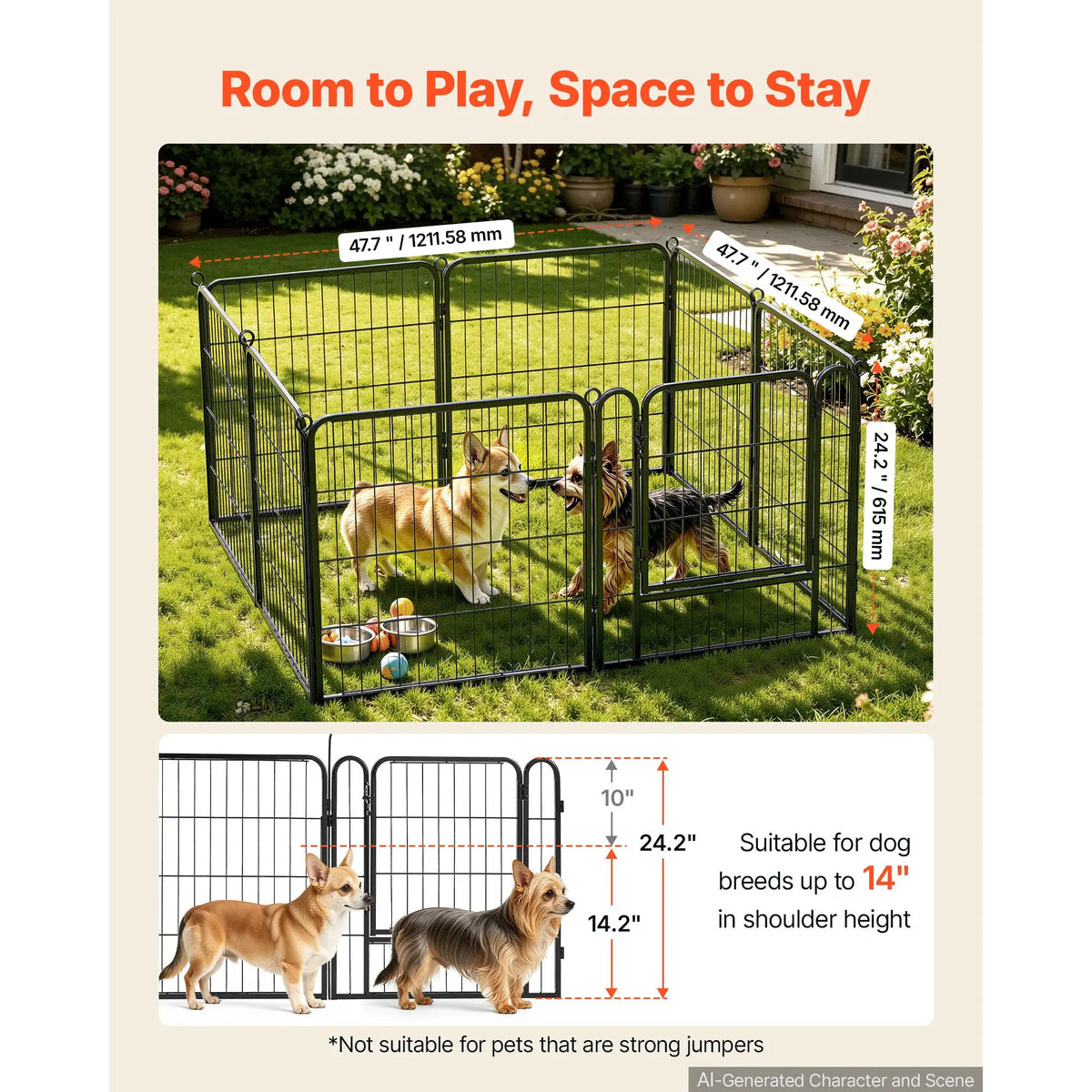 Heavy Duty Foldable Metal Dog Exercise Pen With Secure Door