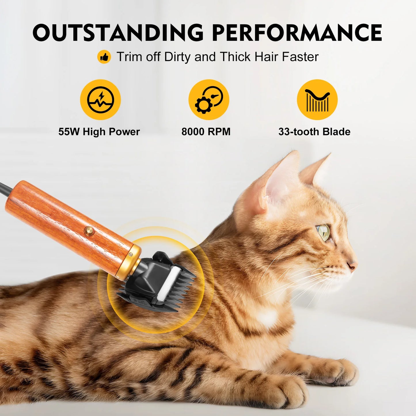 Bymaocar Electric Pet Clipper 55W Corded Low Noise For Dogs Sheep Goats US Plug