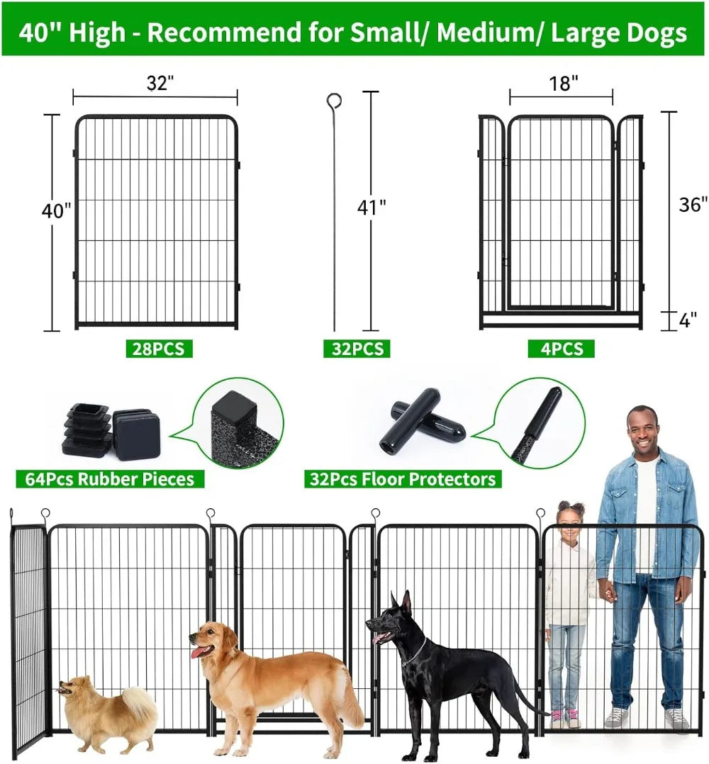 Heavy Duty Outdoor Dog Playpen With Doors Anti Rust Fence