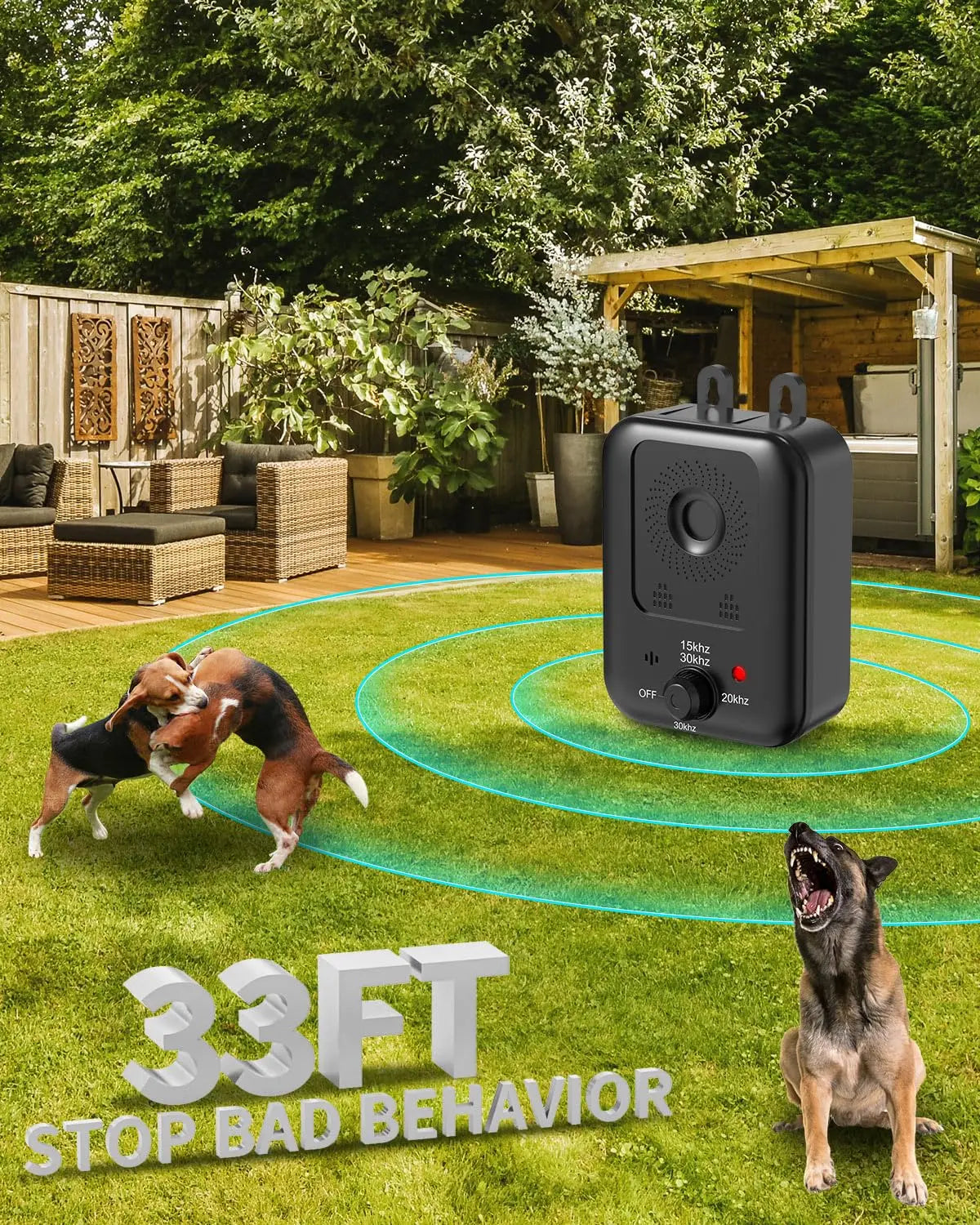 PetEdu Rechargeable Ultrasonic Bark Deterrent for Indoor and Outdoor Use