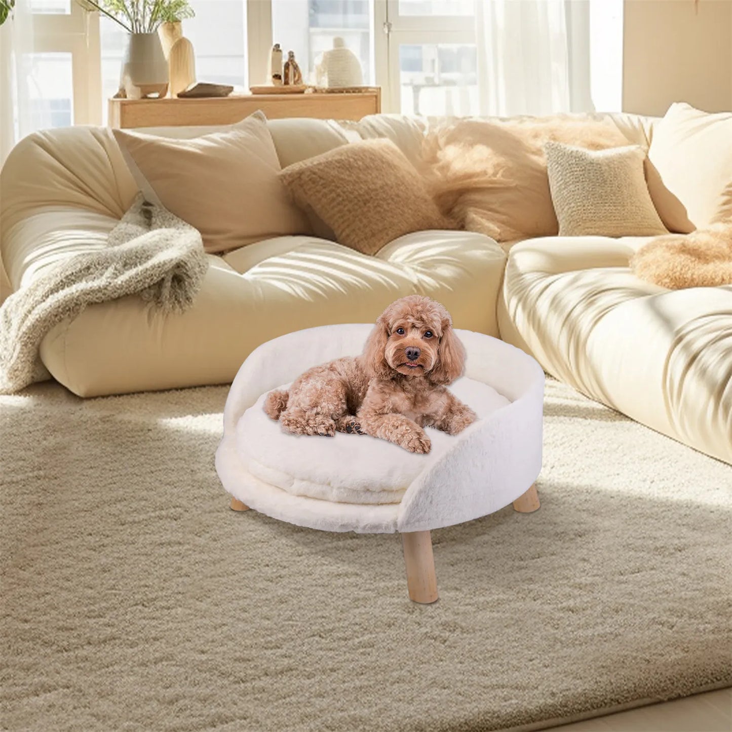 BINGOPAW Pet Sofa Bed Raised Cat Chair Removable Cushion