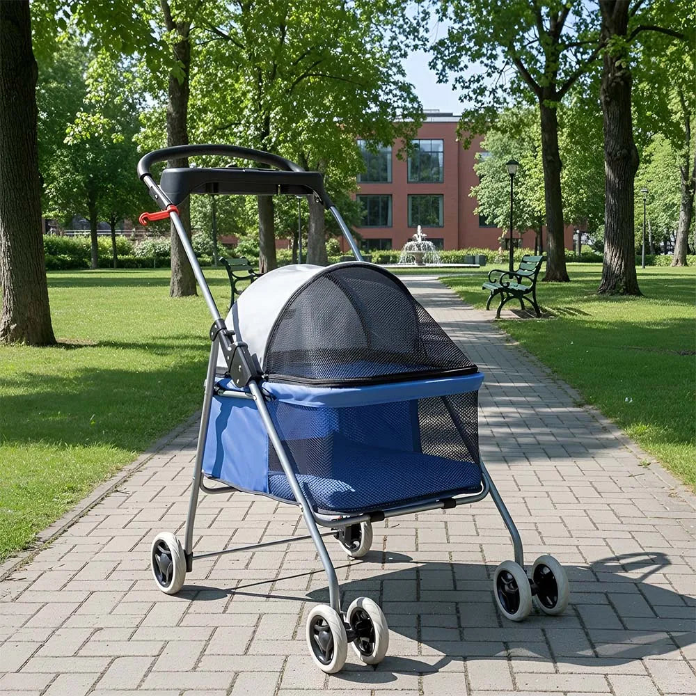 Portable 4 Wheel Pet Stroller Folding Waterproof Travel Carrier