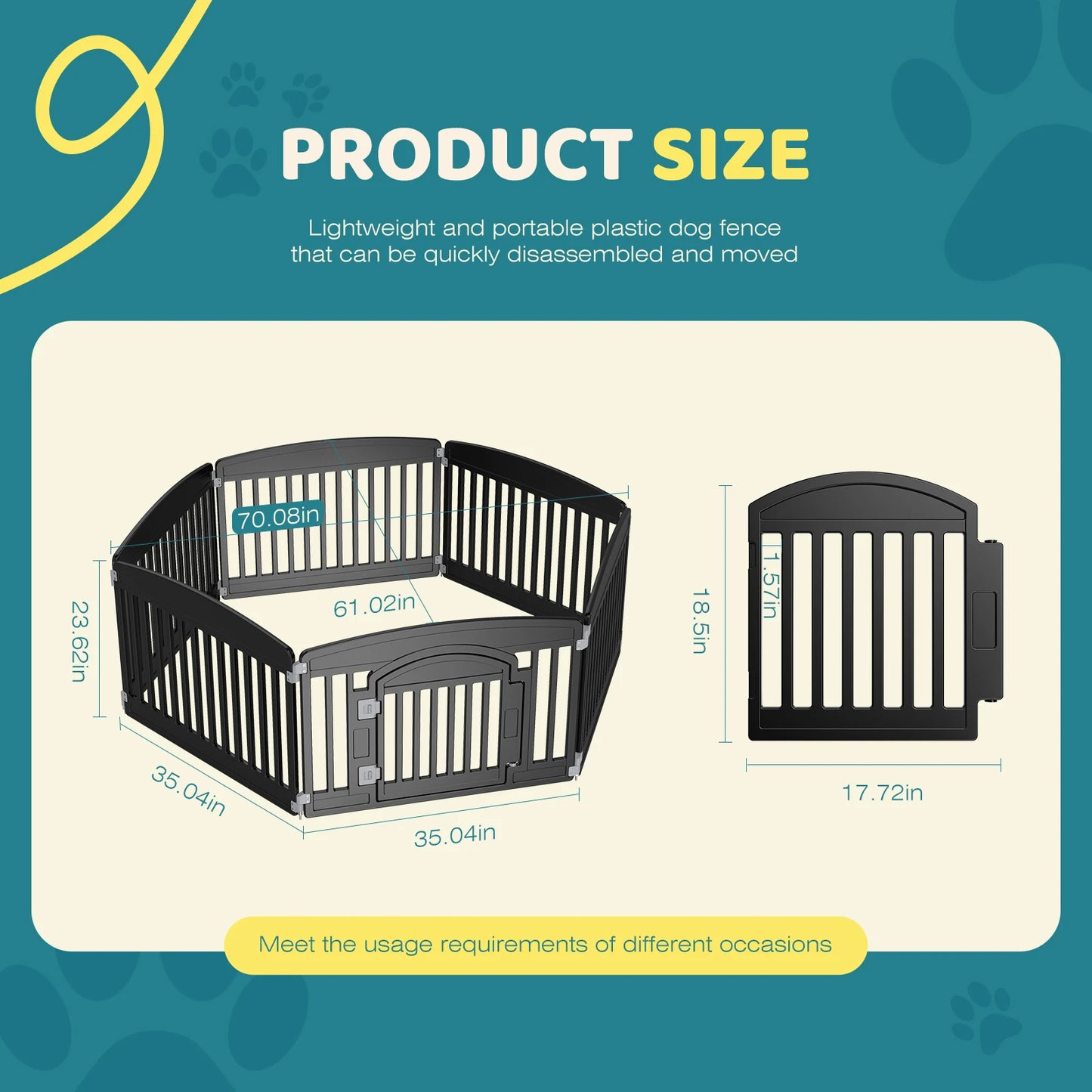 JHK Plastic Dog Playpen 6 Panel Portable Puppy Fence