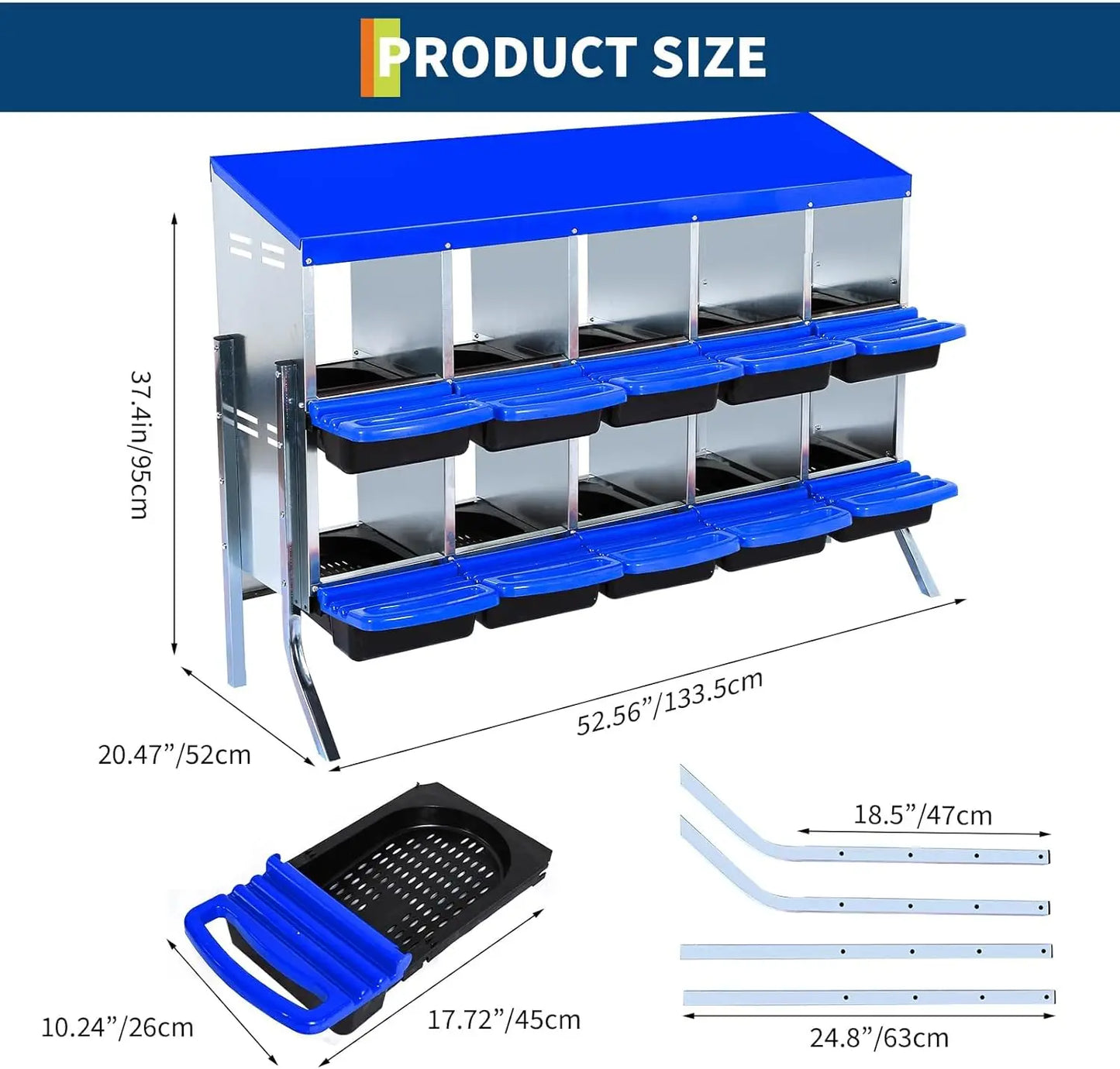 TWISTER.CK Chicken Nesting Box Roll Away Design With Metal Legs