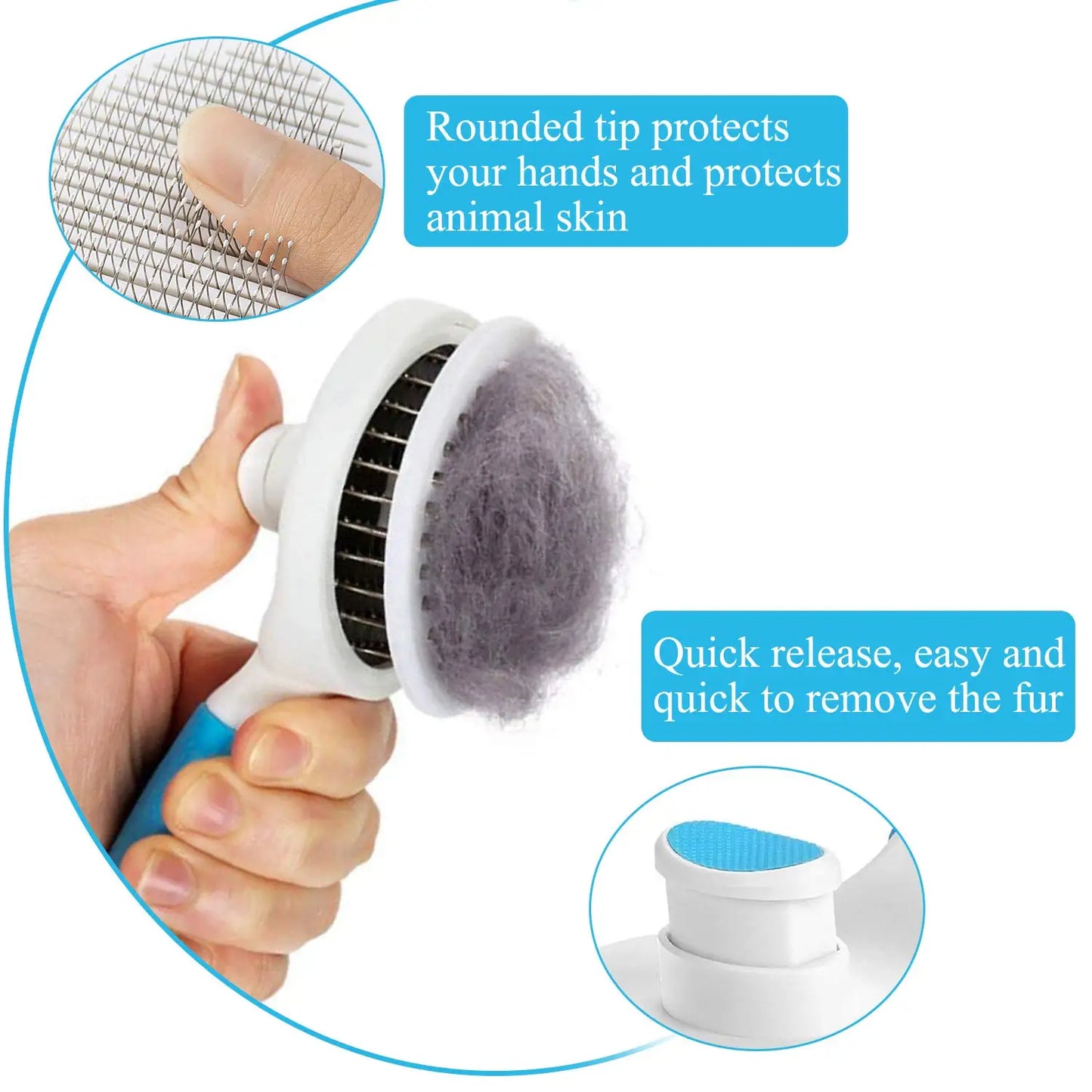 Self Cleaning Slicker Grooming Brush For Dogs Cats Rabbits