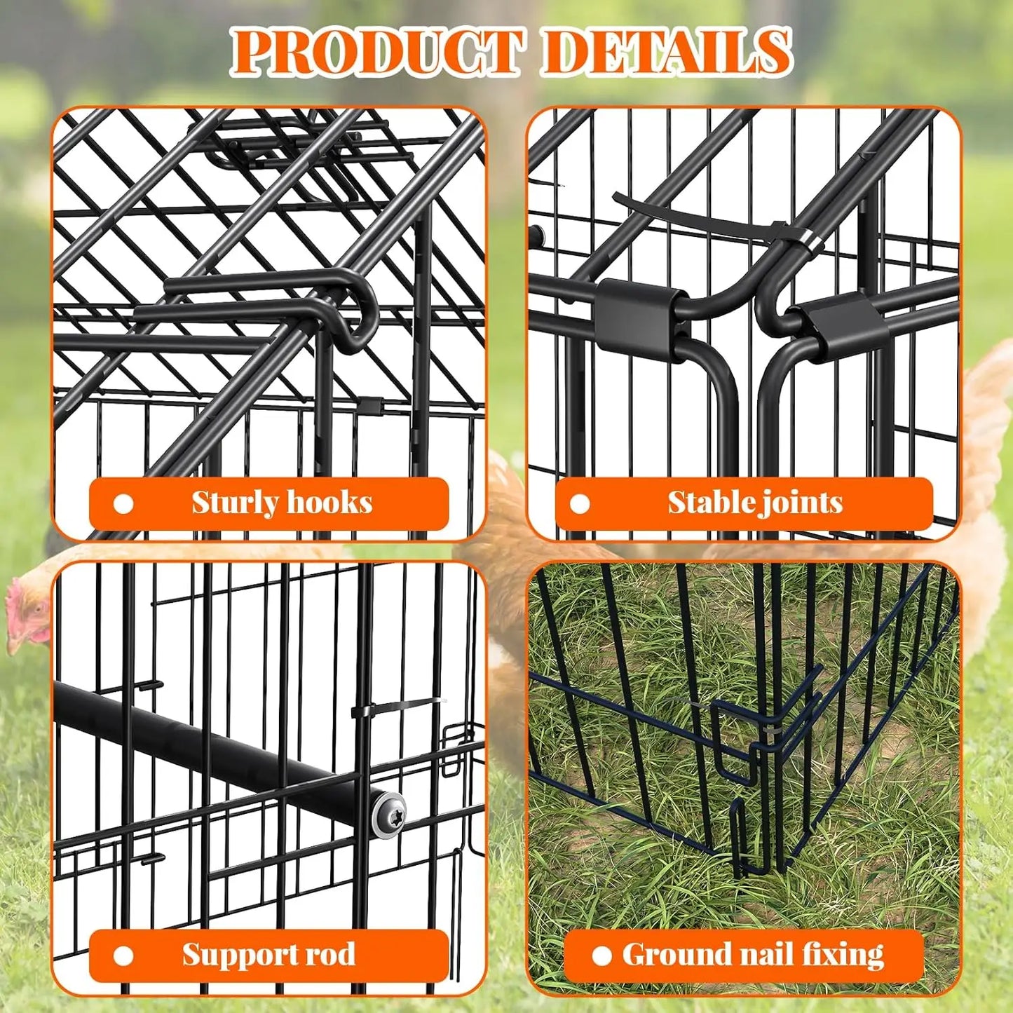 HiMISS Heavy Duty Walk In Metal Chicken Coop Run With Waterproof Cover