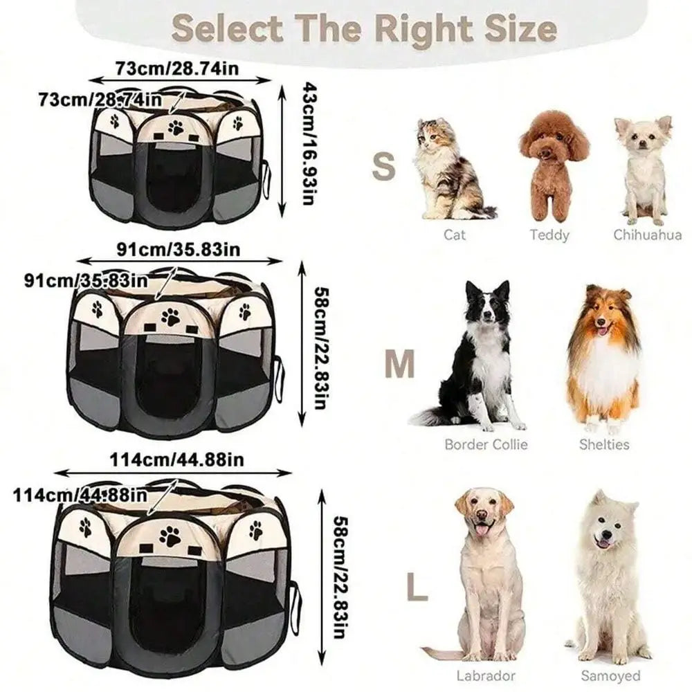 Foldable Dog Playpen Kennel Octagonal Fence Outdoor Shelter