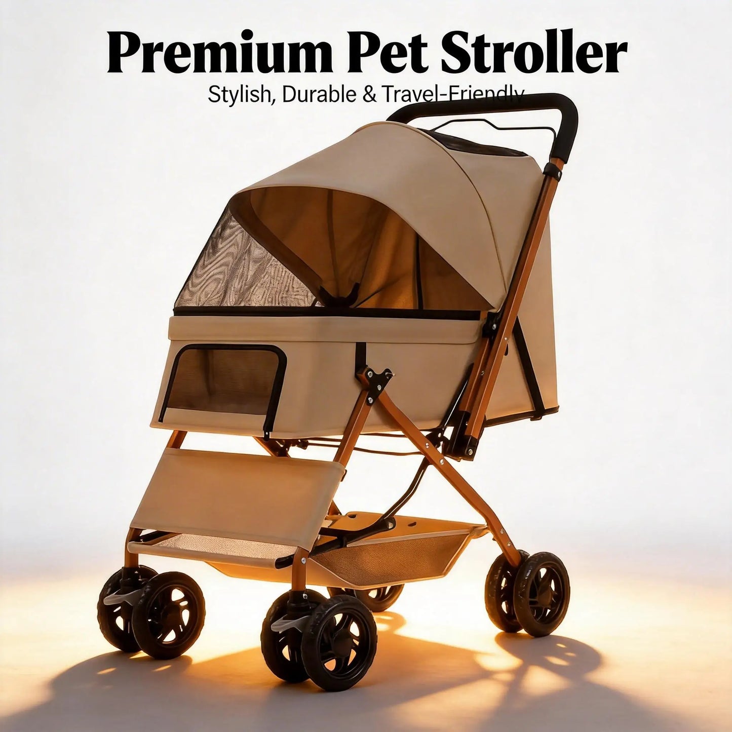 Premium Pet Stroller For Dogs And Cats With Large Space Portable Travel
