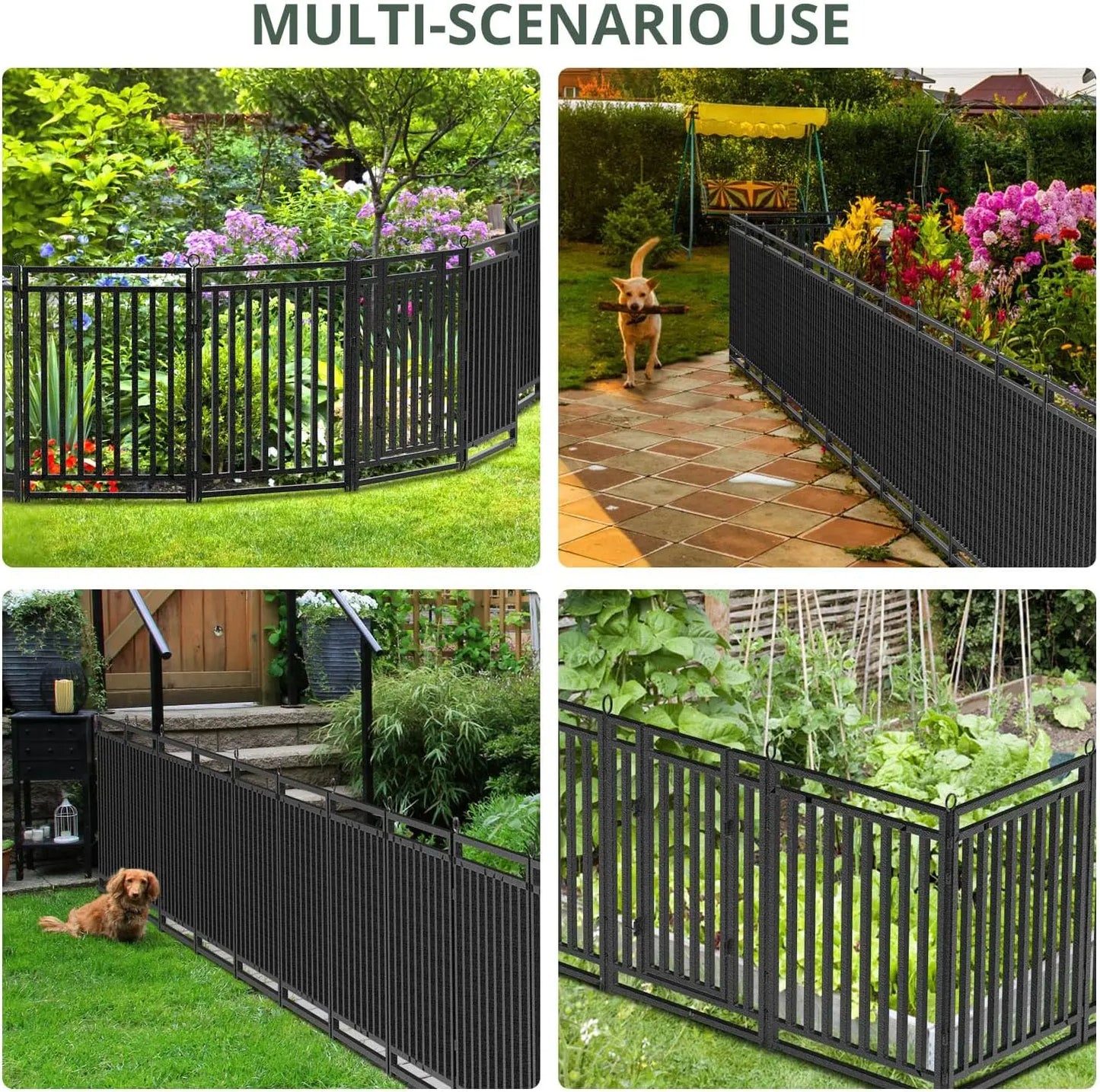 Rustproof Metal Garden Fence With Gates For Yard And Patio No Dig Installation