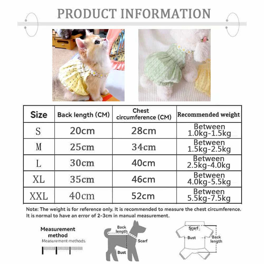 Breathable Floral Pet Skirt Dress With Wreath Collar