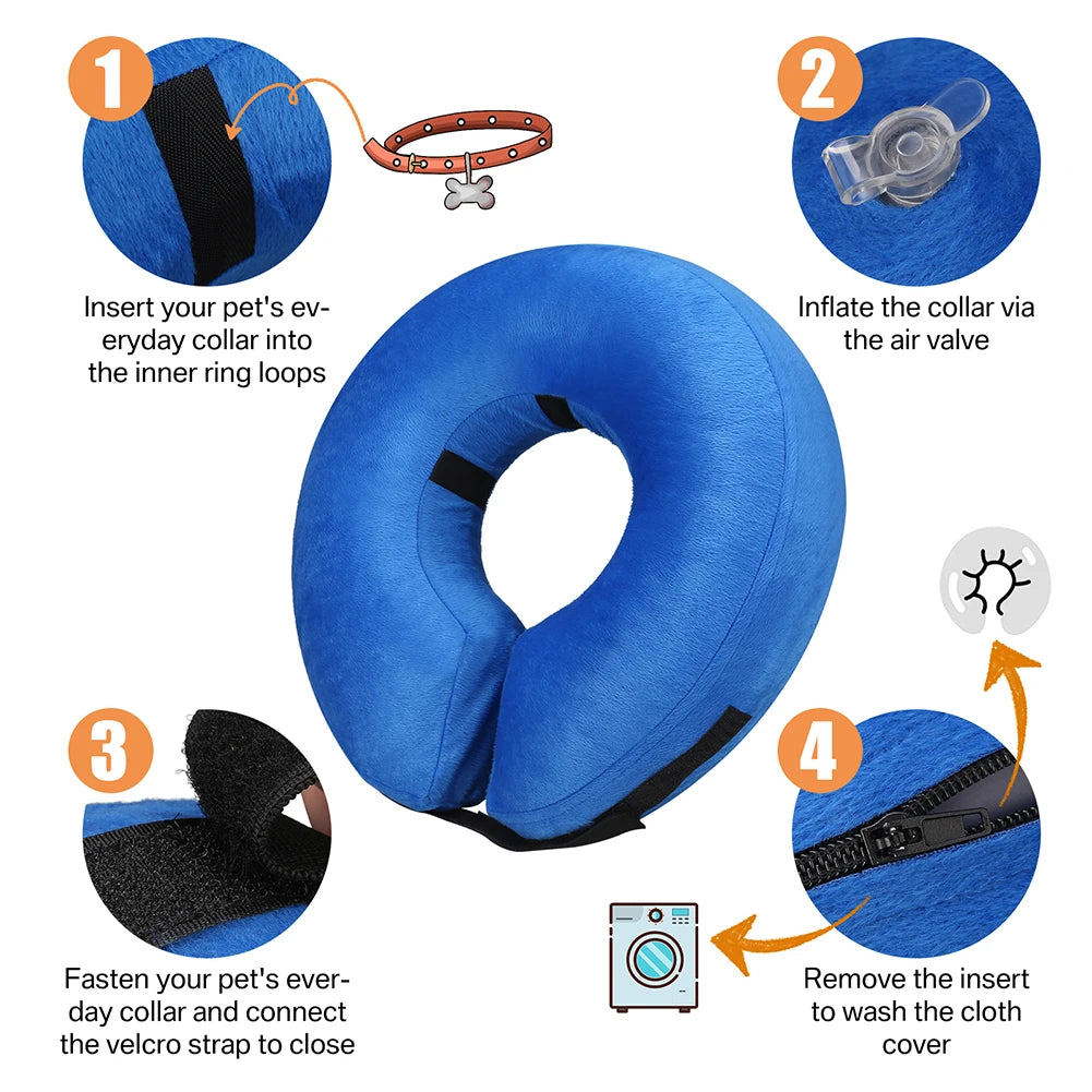 Inflatable Postoperative Dog Collar for Pets Recovery and Protection