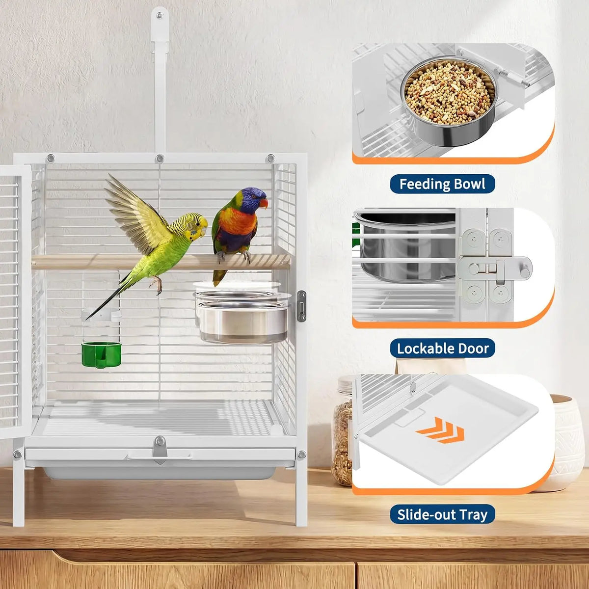 Spacious Parrot Bird Cage With Rolling Stand And Play Top