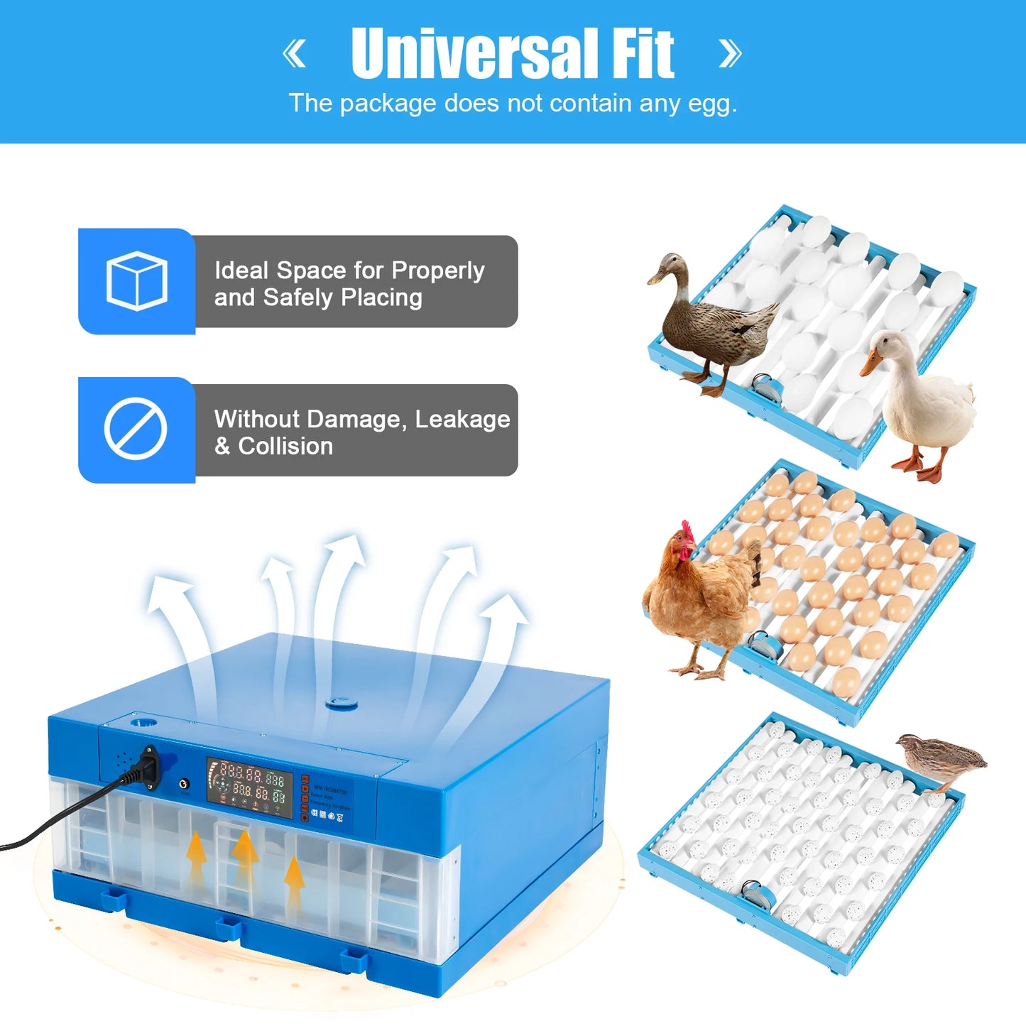 80W Fully Automatic Egg Incubator Dual Power Supply Chicken Eggs