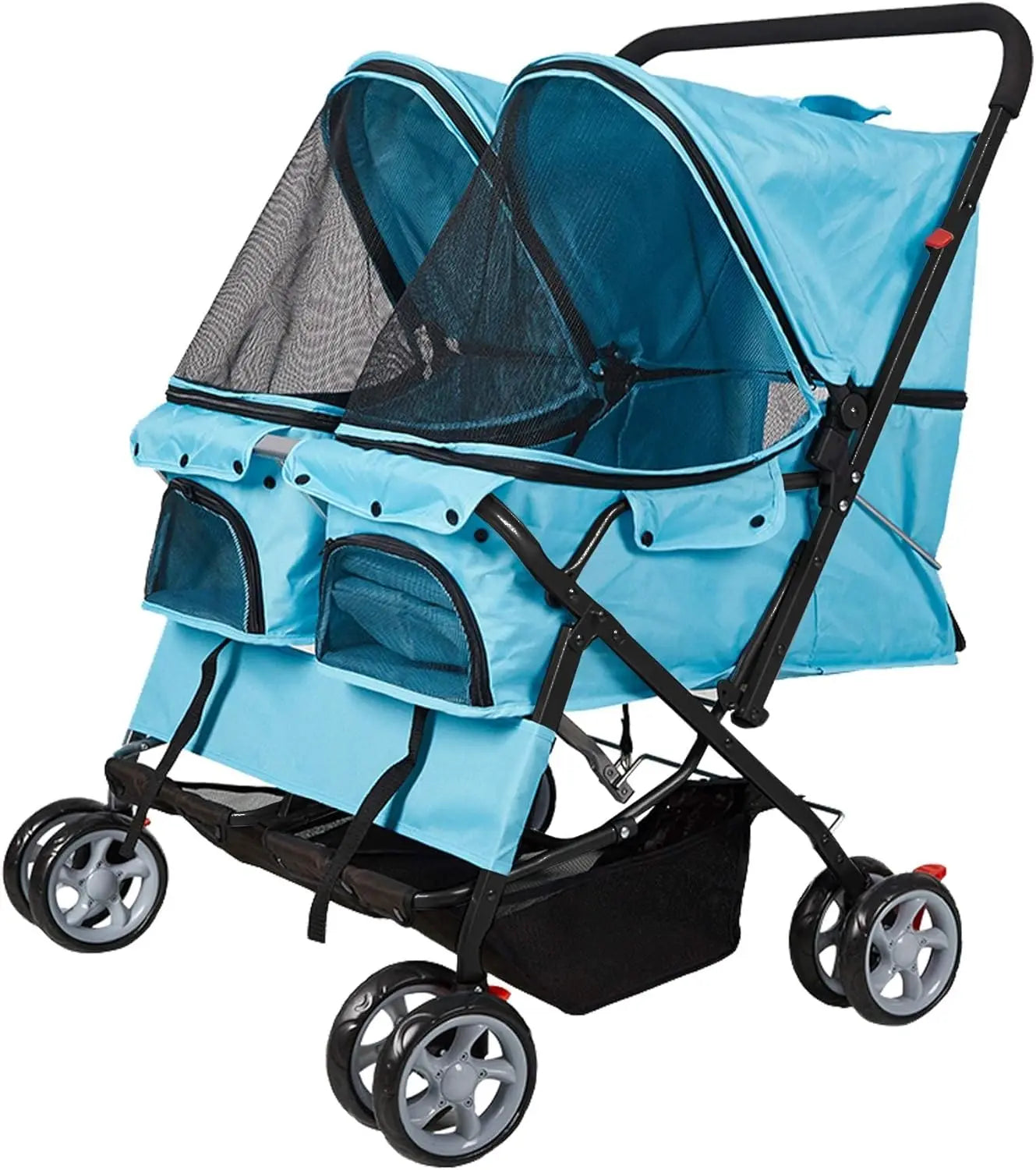 Foldable Twin Pet Stroller for Dogs and Cats Travel