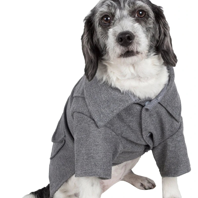 Riveted Collared Wool Blend Dog Coat With Horn Buttons