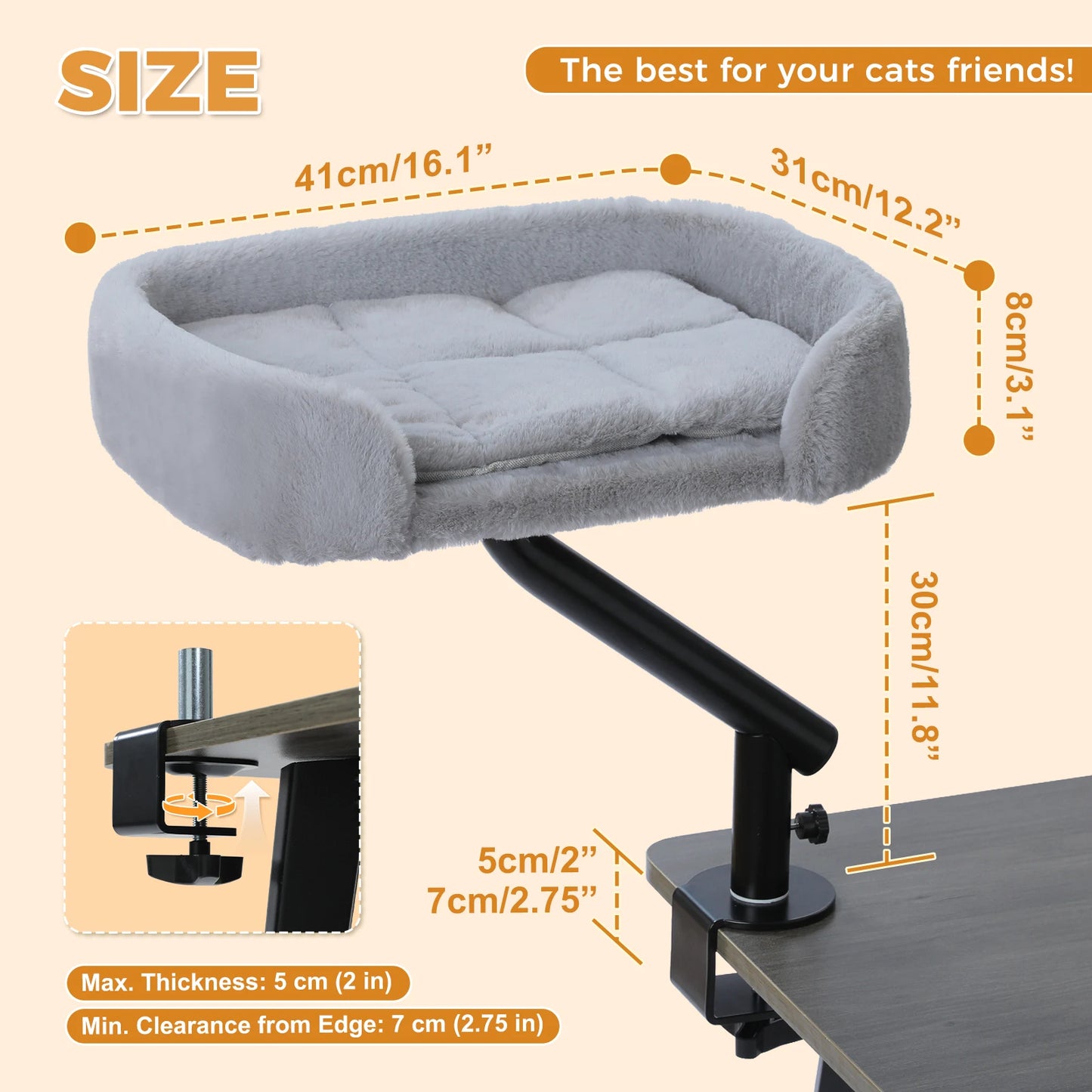 PAWZ Road Cat Desk Bed 360 Rotatable Comfort Hammock